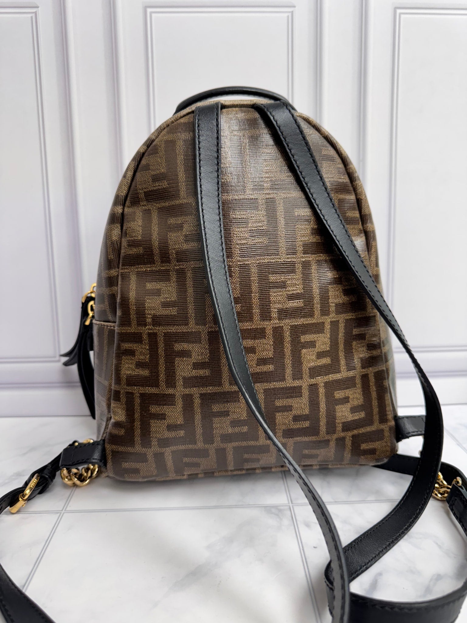 Fendi Brown Zucca Coated Canvas Mini Backpack