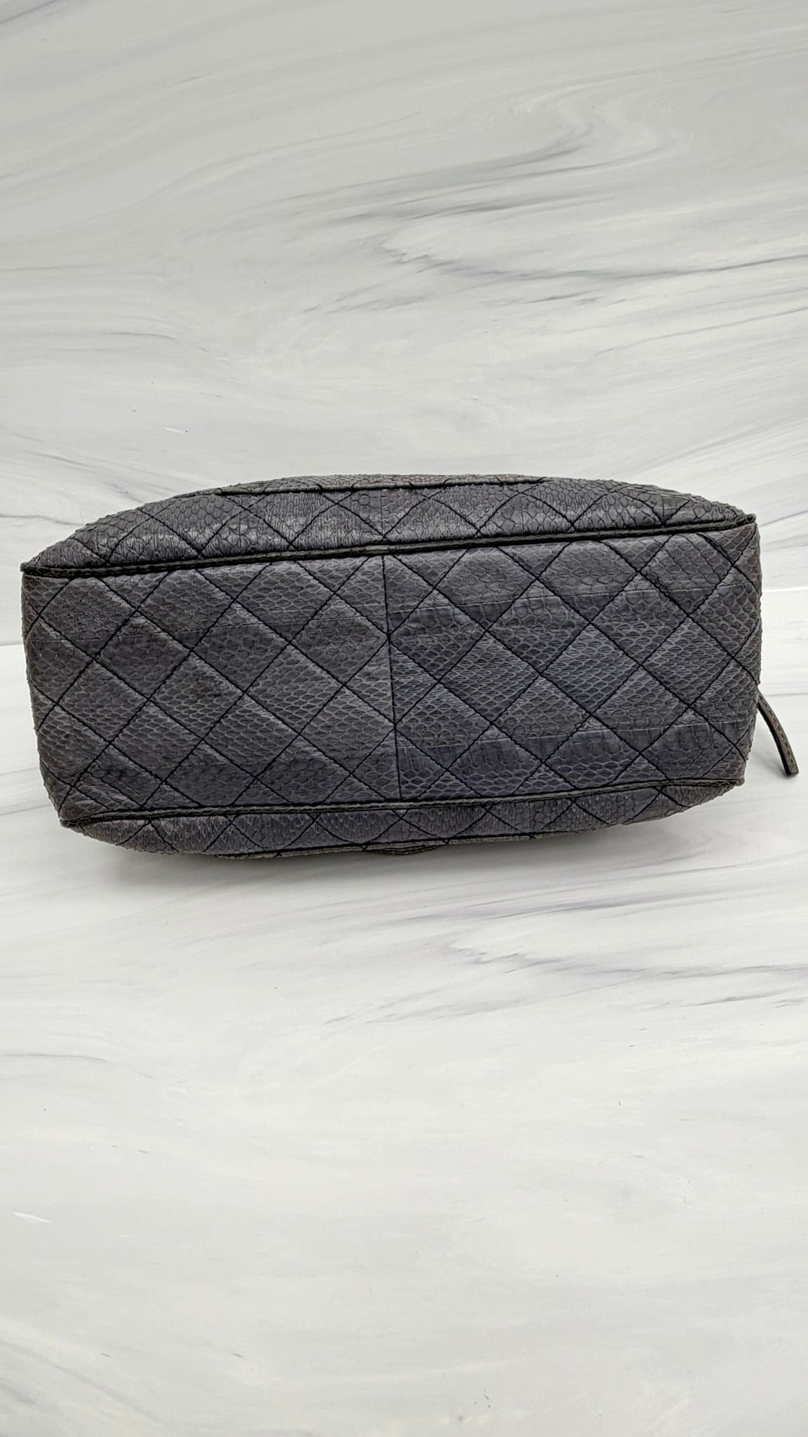 Chanel Grey Python Quilted Leather Handbag 