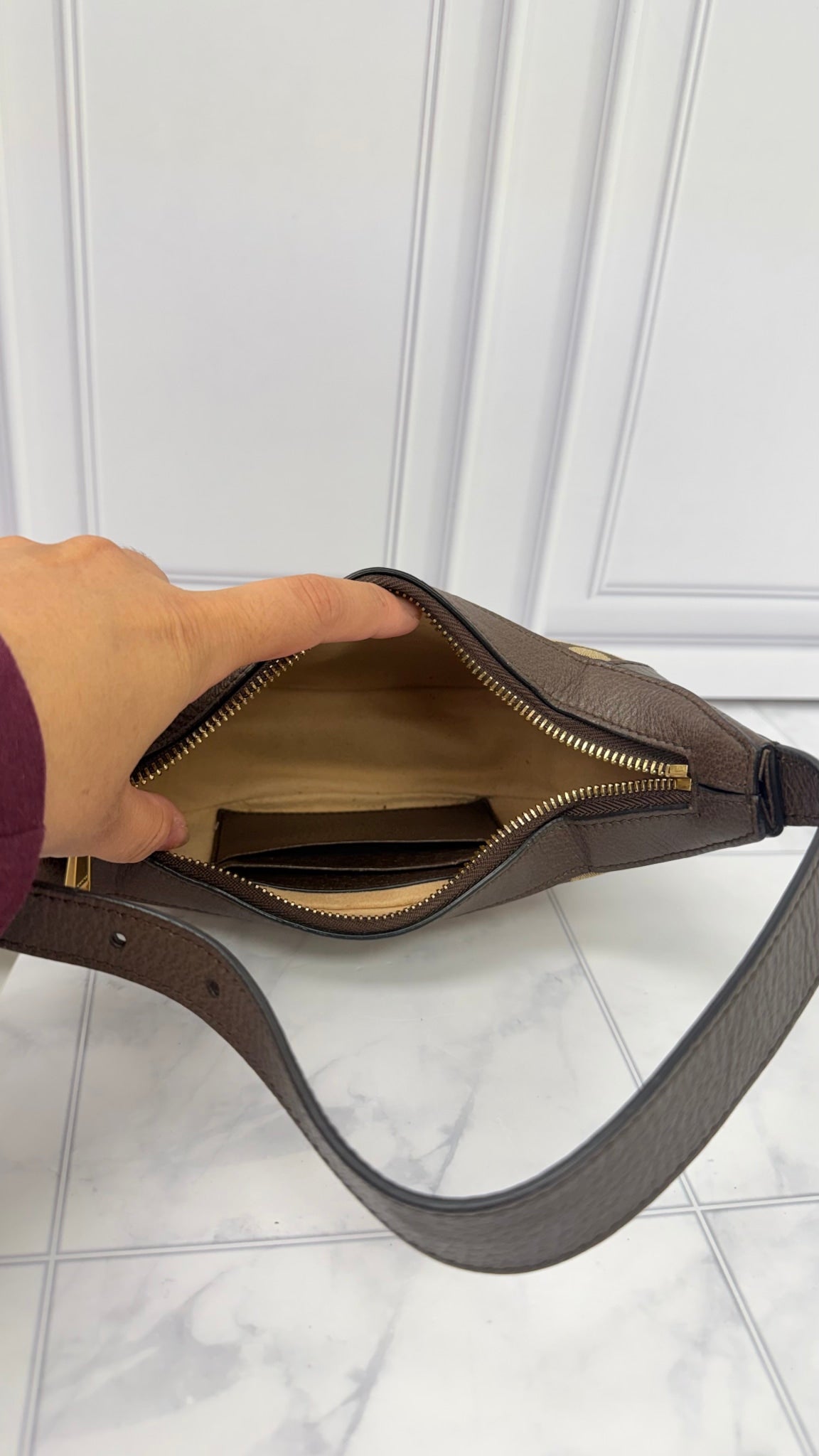 Gucci Brown Jumbo GG Canvas Mini Ophidia Shoulder Bag