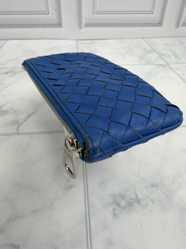 Bottega Veneta Blue Intrecciato Leather Coin Purse