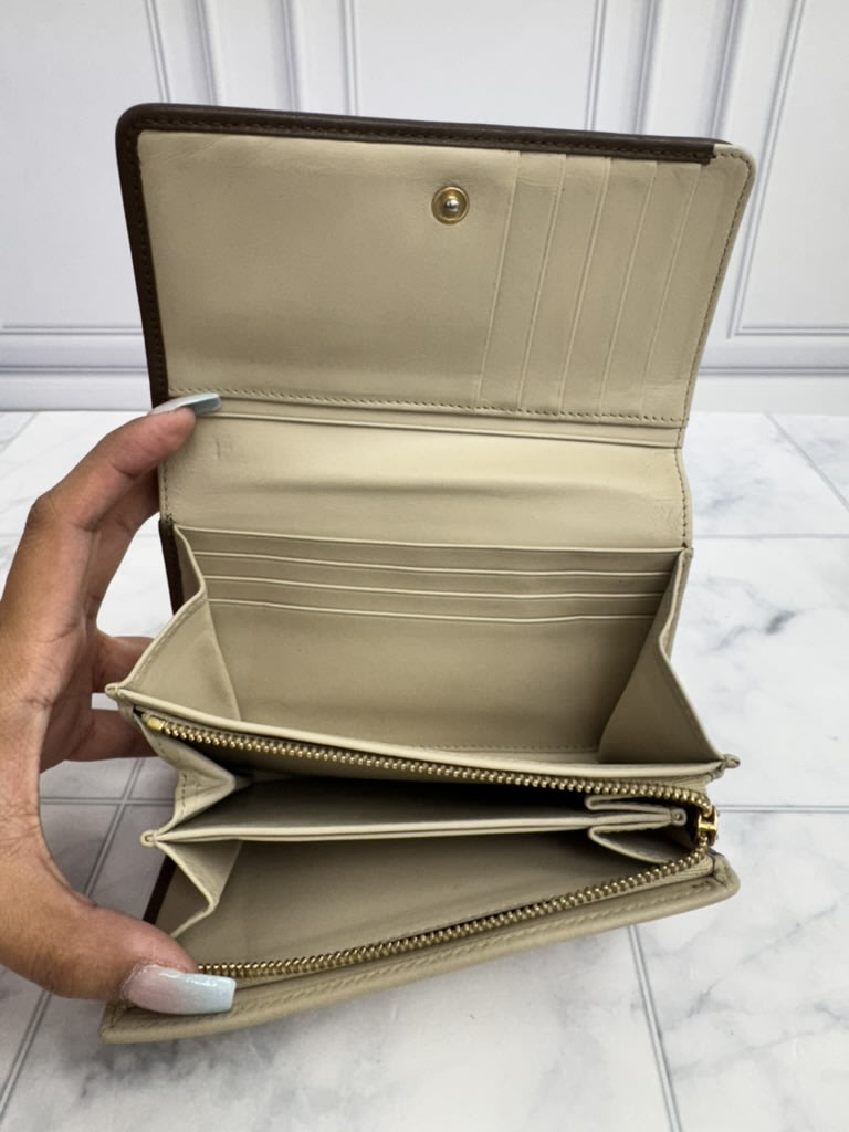 Loewe Beige Leather Compact Wallet
