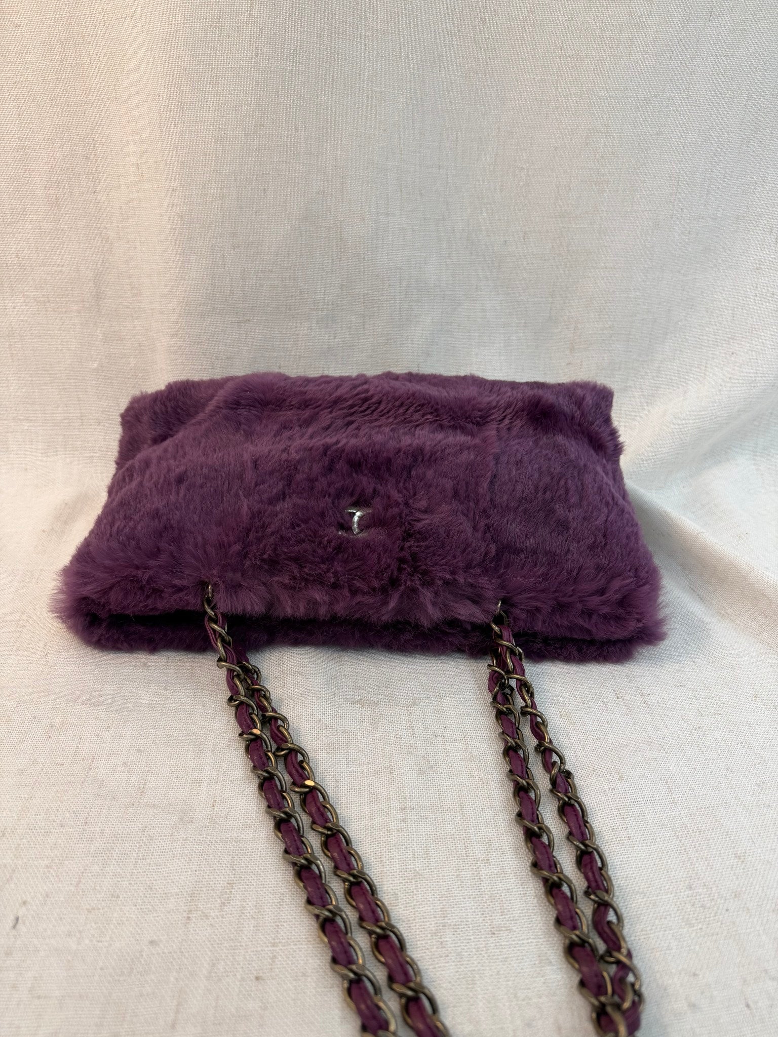 Chanel Purple Rabbit Fur Mademoiselle Shoulder Bag