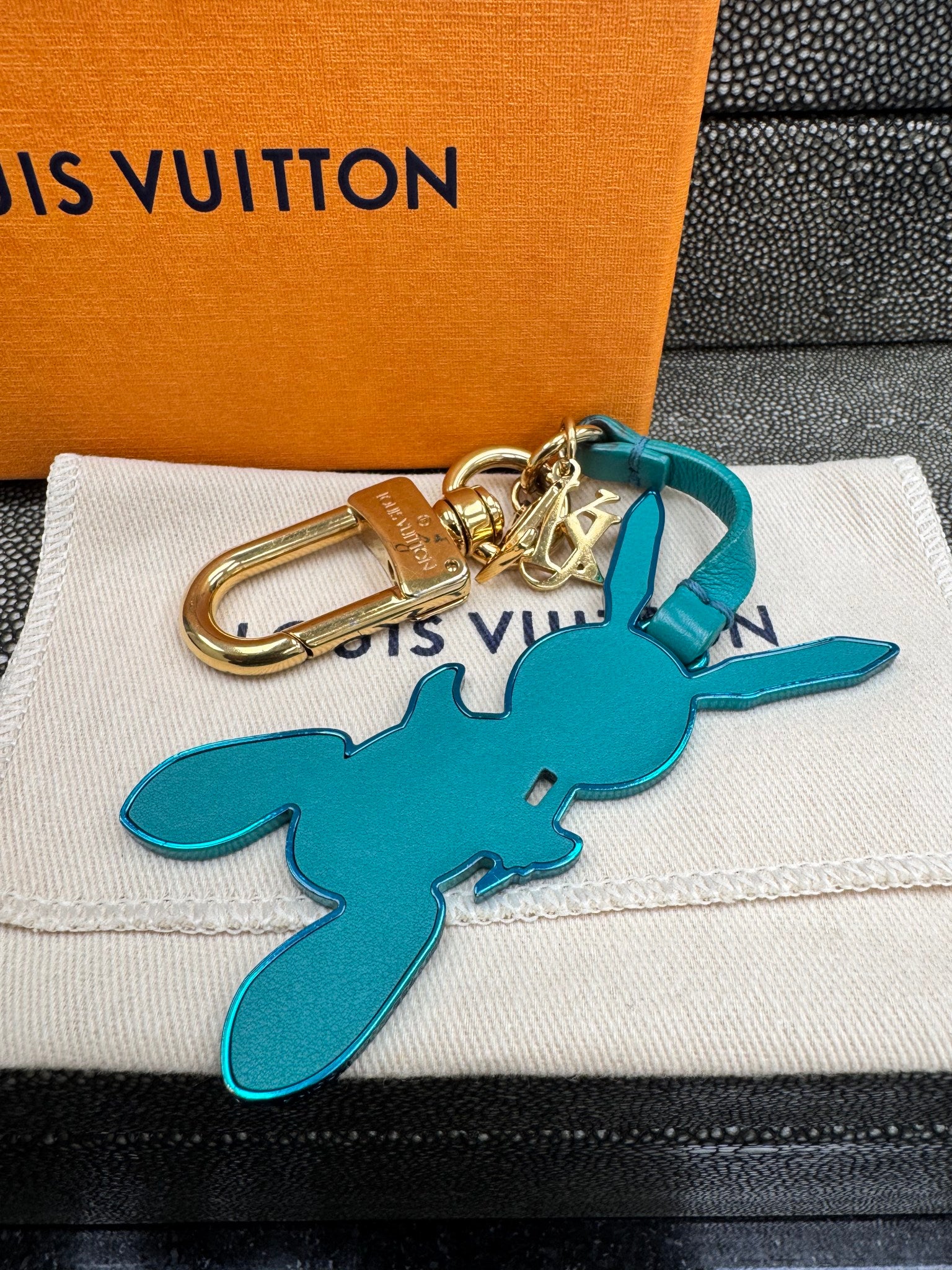 Louis Vuitton X Jeff Koons Teal Rabbit Bag Charm