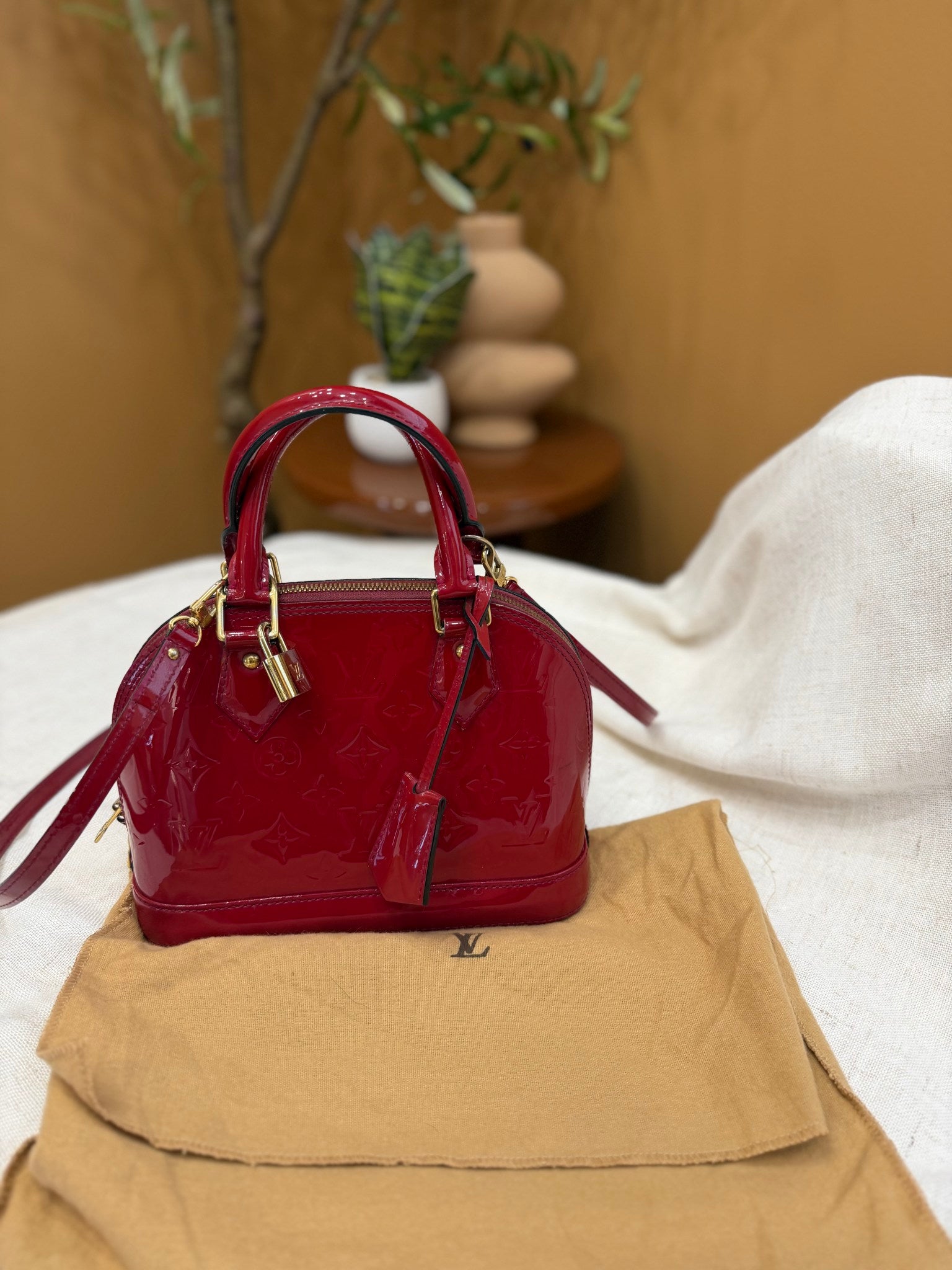 Louis Vuitton Red Vernis Leather Alma BB