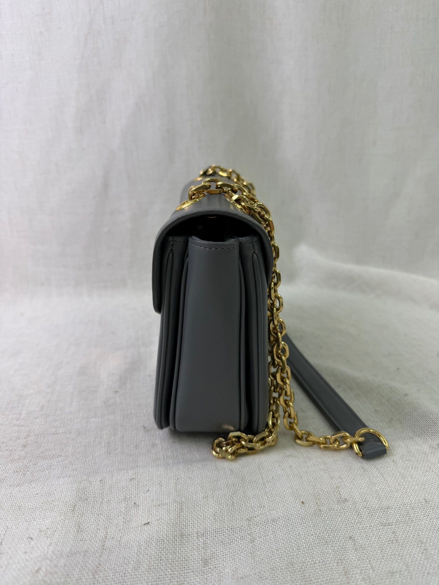 Celine Gray Leather Small C Shoulder Bag