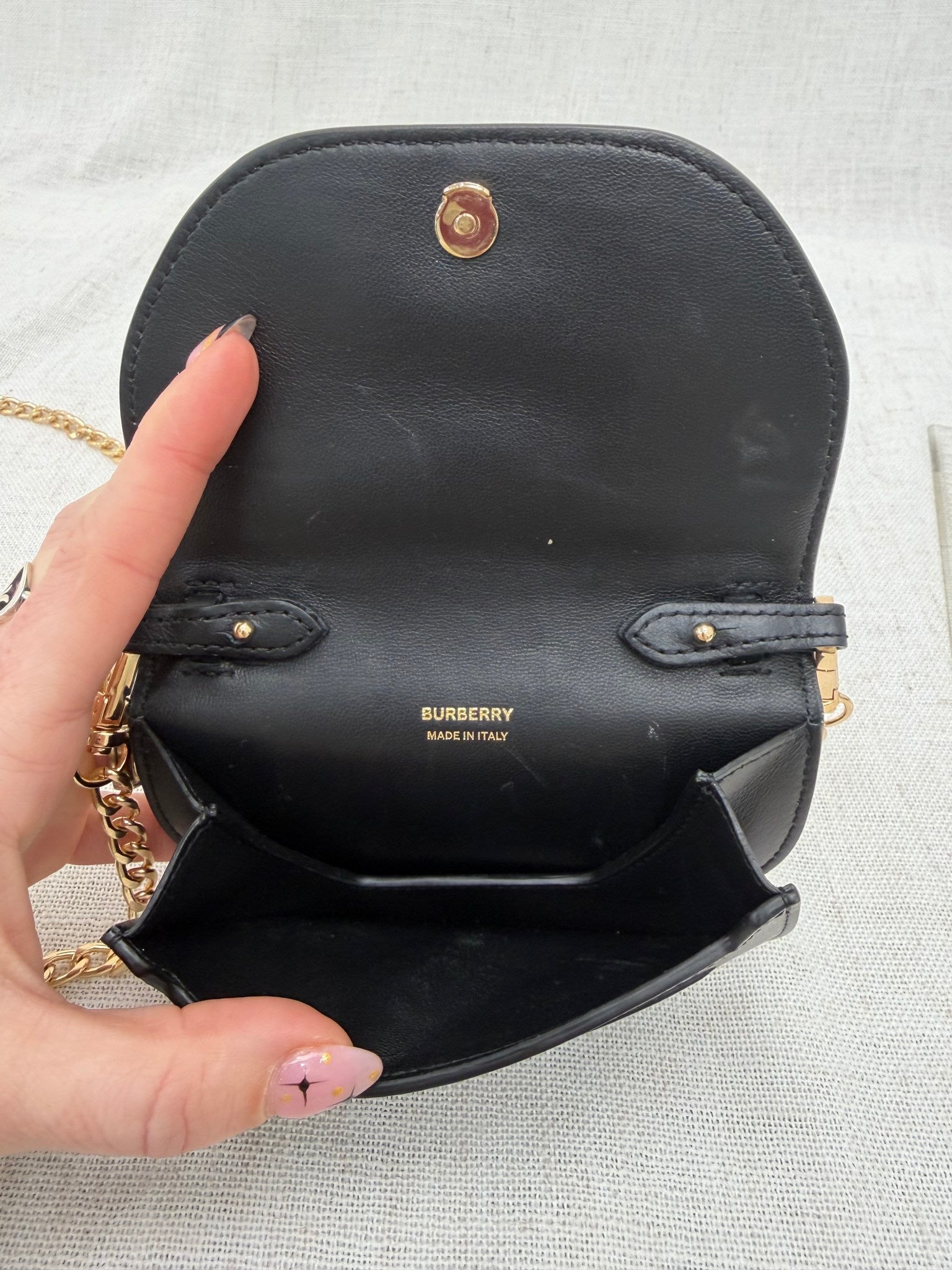 Burberry Black Leather Card on a Chain