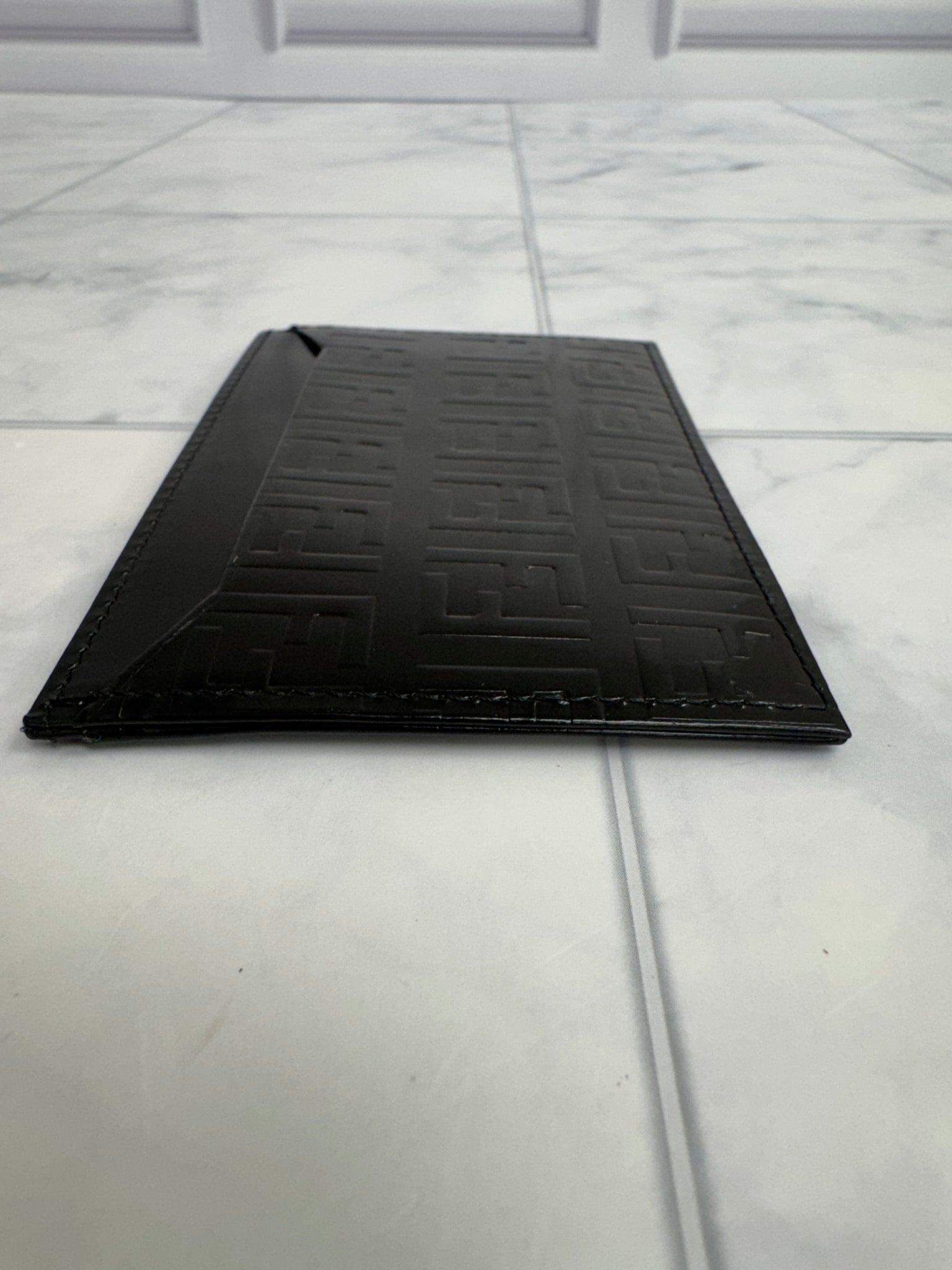 LIKE NEW - Fendi Black Zucchino Embossed Patent Leather Card Case
