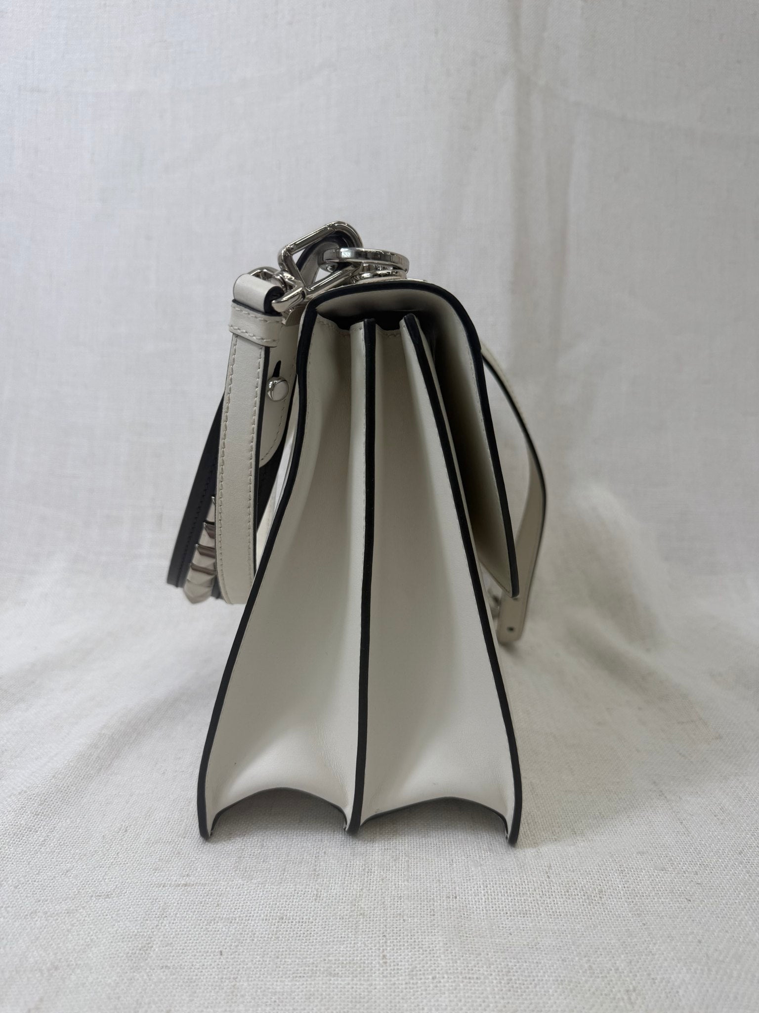 White Leather Prada Electa Handbag 