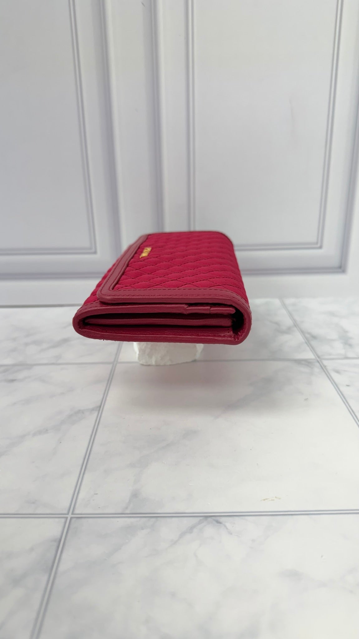 Prada Pink Quilted Nylon Long Wallet 