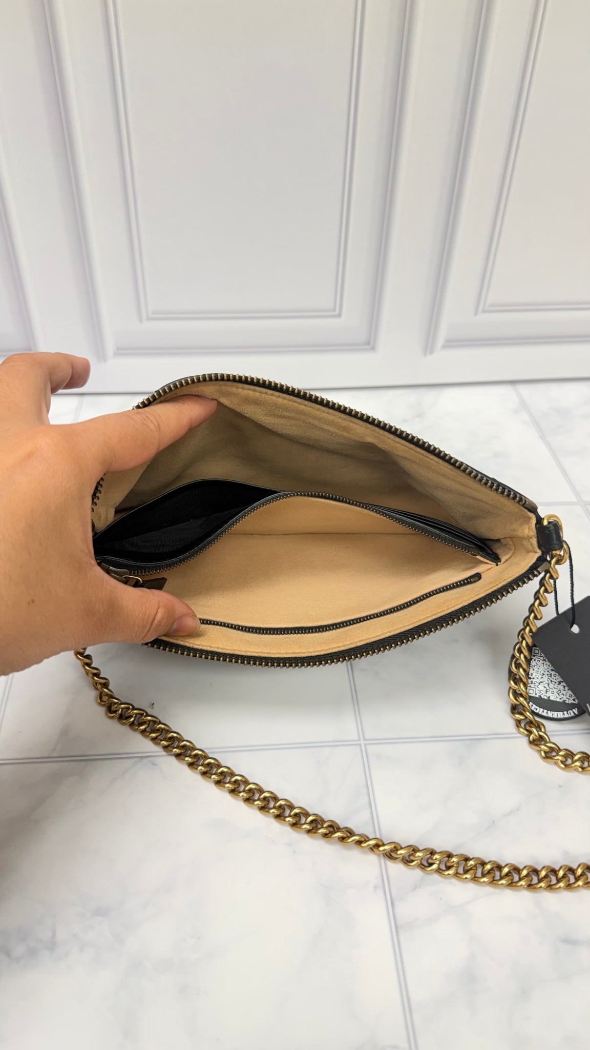 Gucci Black Leather GG Marmont Mini Chain Bag