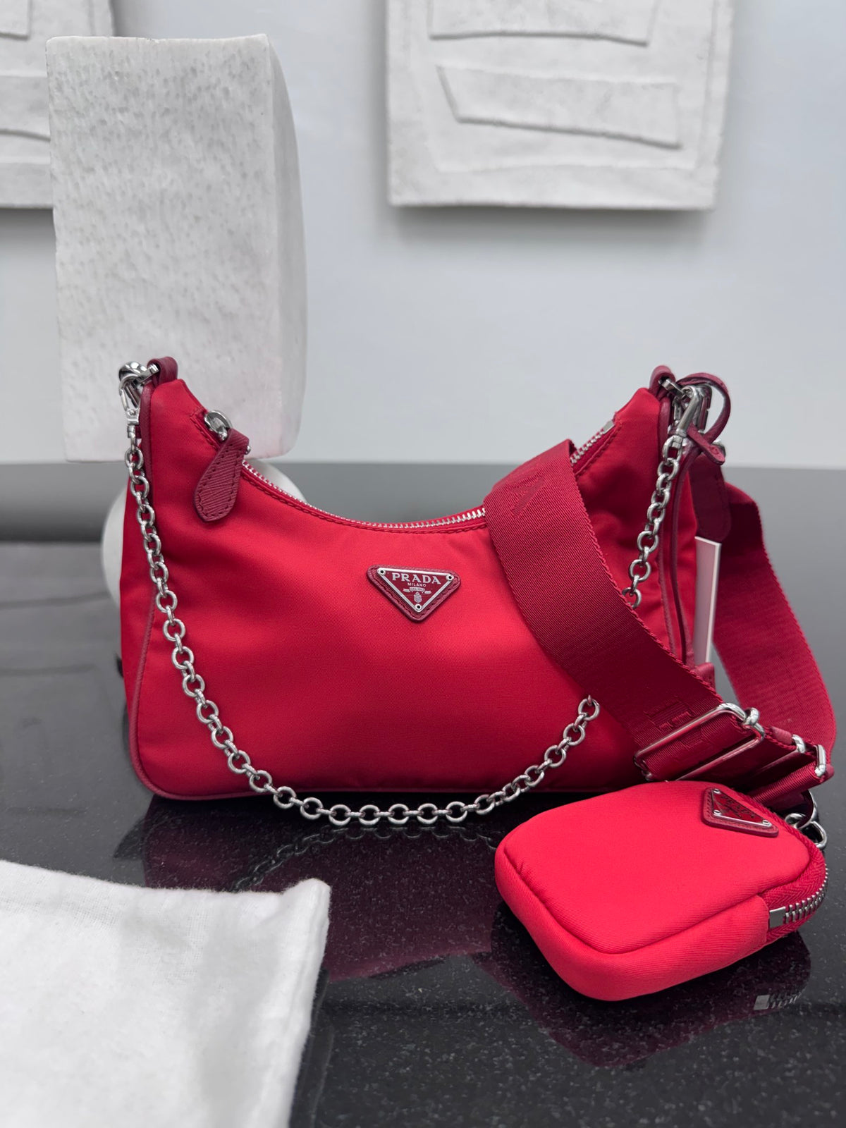 Prada Red Nylon Re-Edition 2005 Crossbody Bag