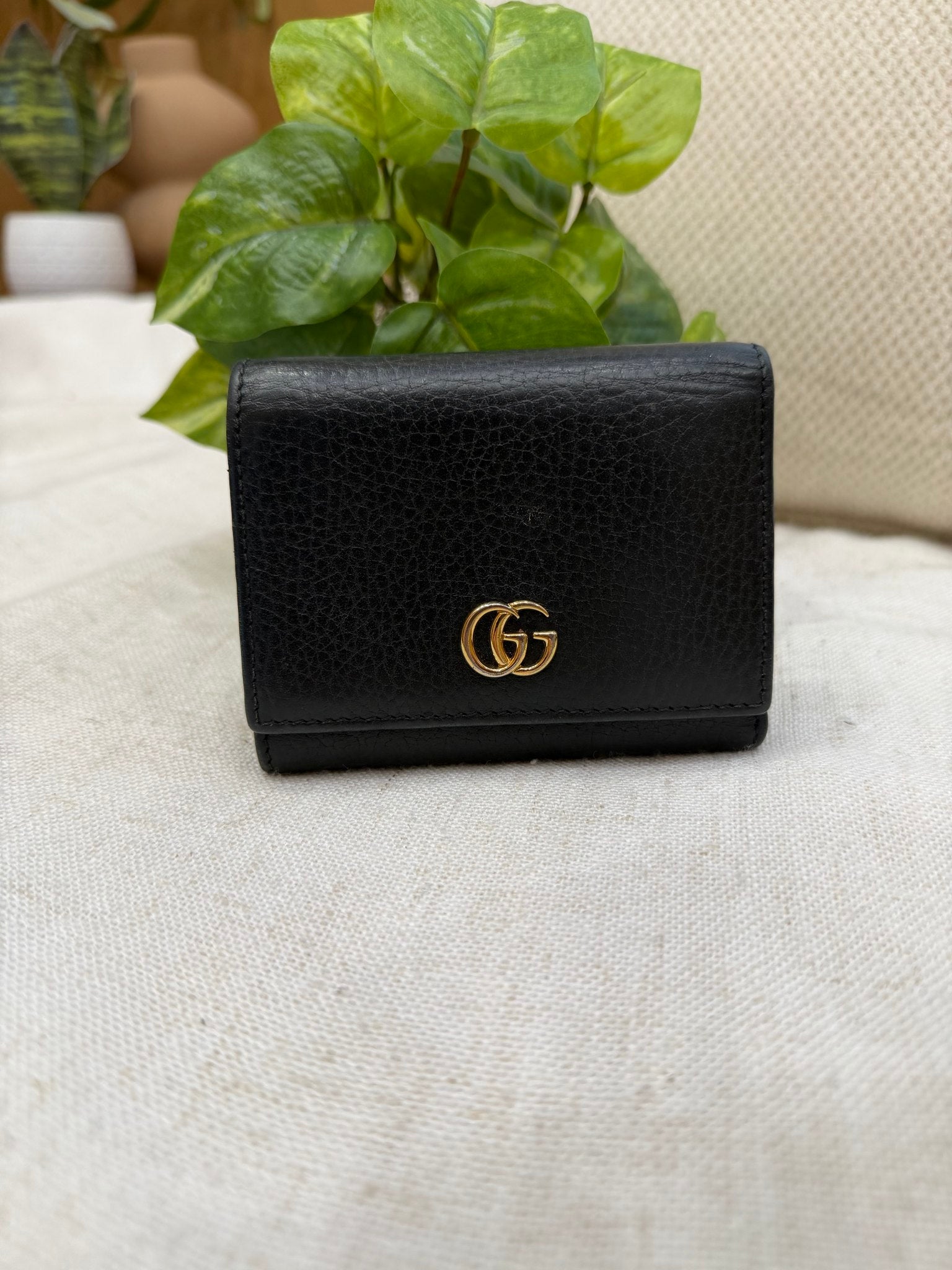 Gucci Black Leather Marmont Compact Wallet