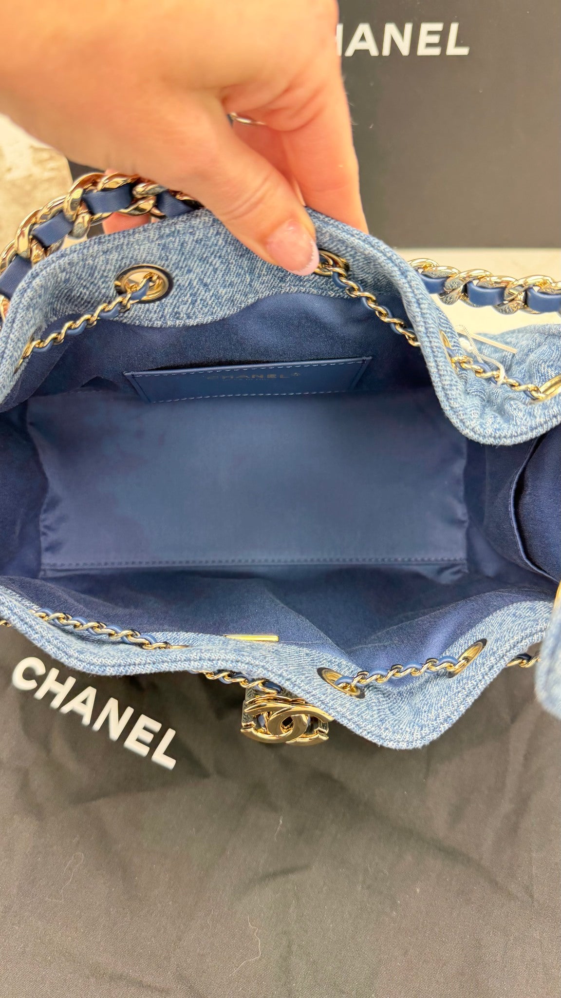 BRAND NEW- Chanel Denim Small Chanel 25 Small Shoulder Bag