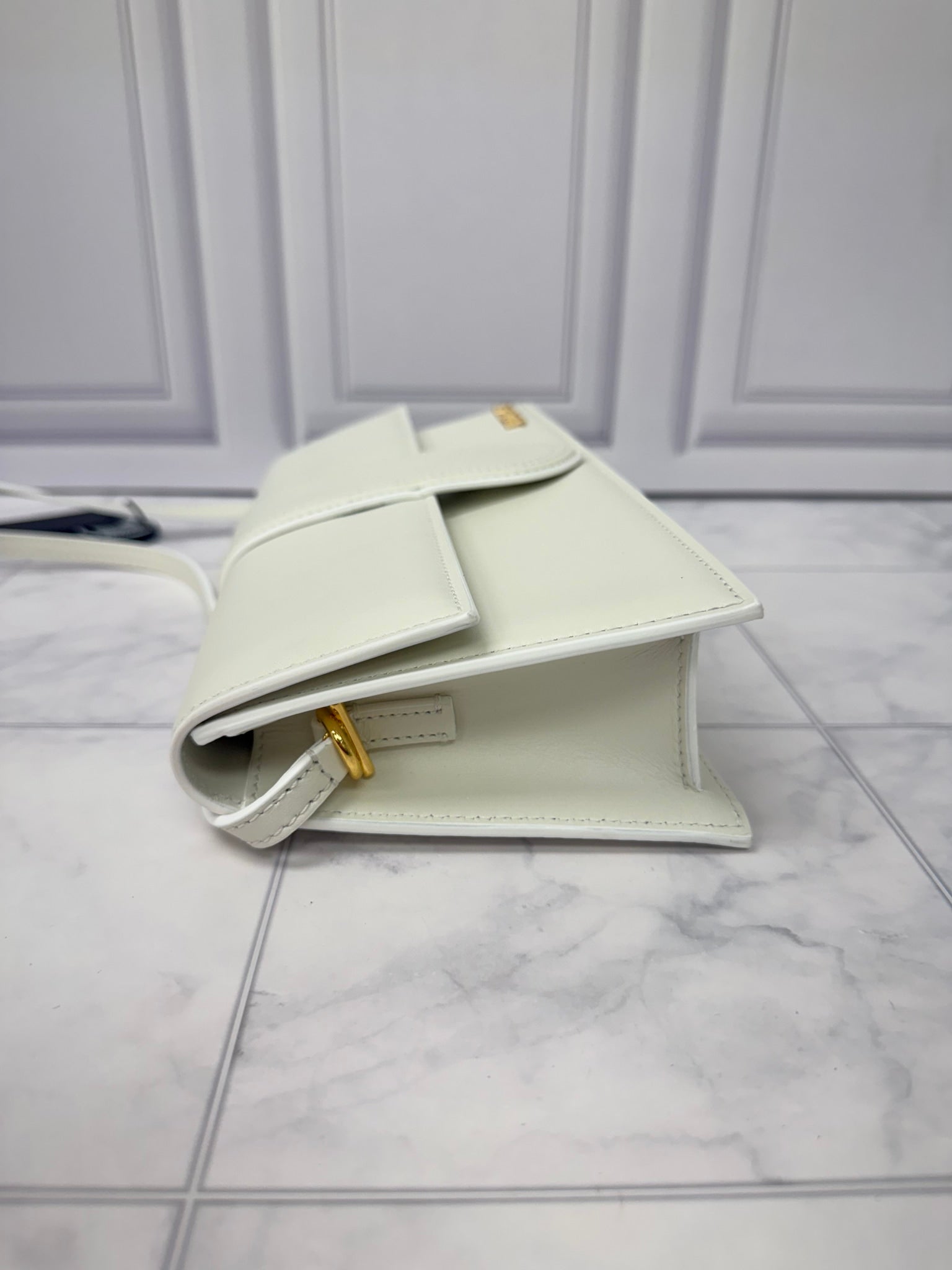 BRAND NEW - Jacquemus White Leather Le Bambino Long Shoulder Bag