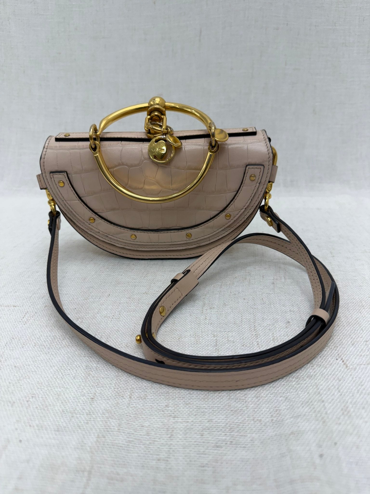 Chloe Pink Alligator Embossed Bracelet Bag