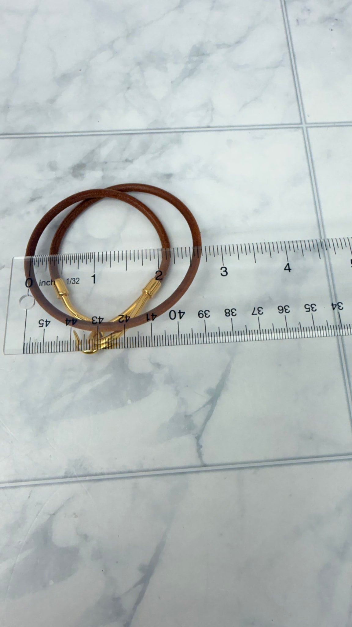 Hermes Brown Leather Jumbo Hook Double Wrap Bracelet