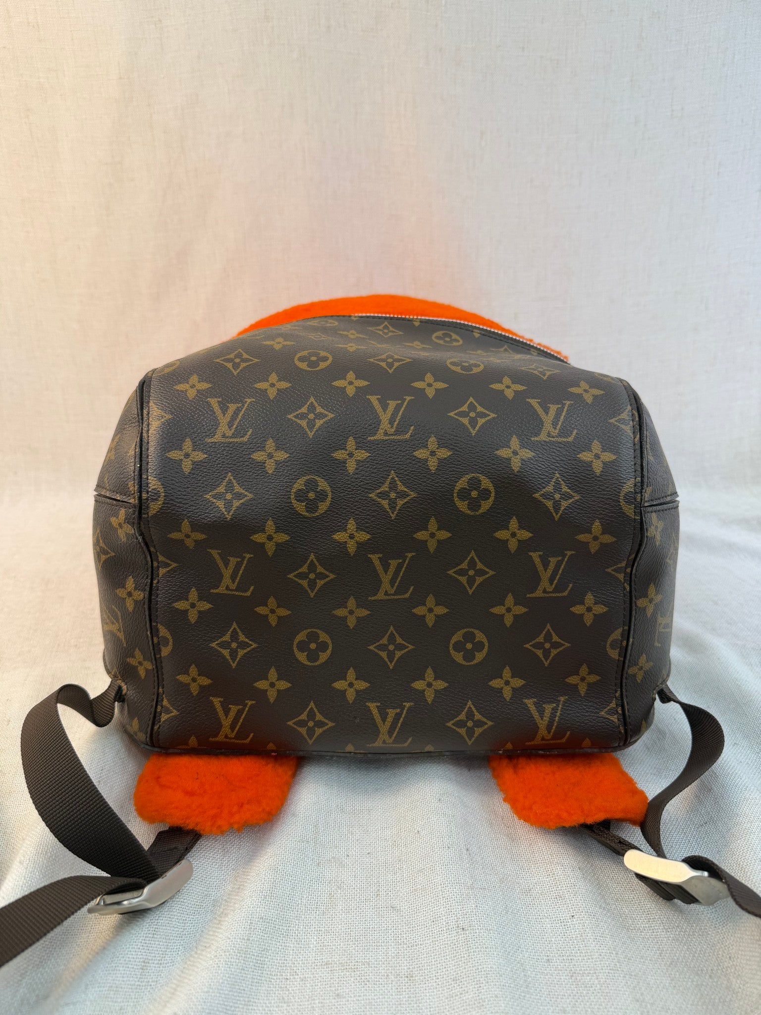 Louis Vuitton x Marc Newson Monogram And Bright Orange Shearling Backpack
