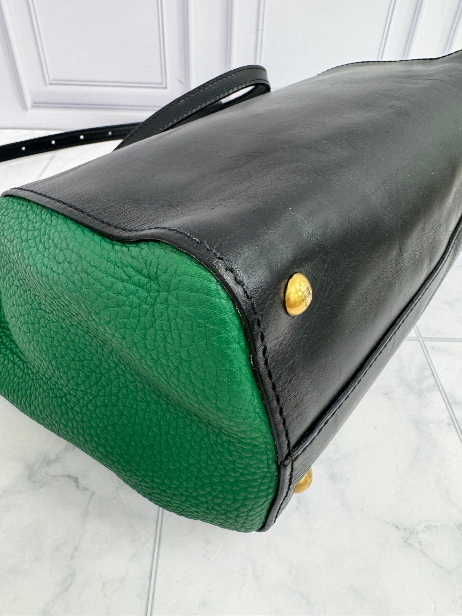 Fendi Green And Black Leather Crossbody Bag