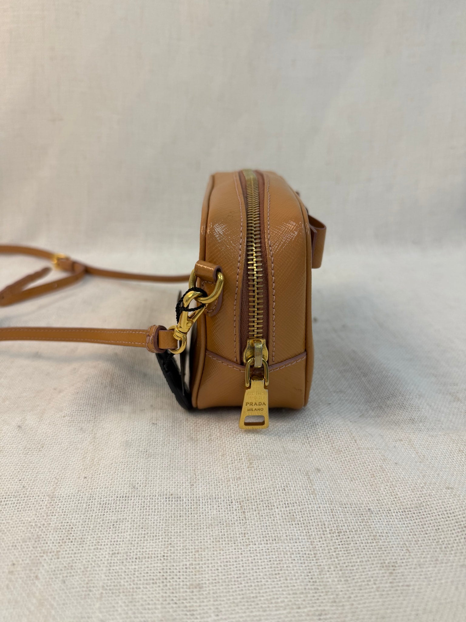 Prada Tan Saffiano Leather Box Crossbody Bag