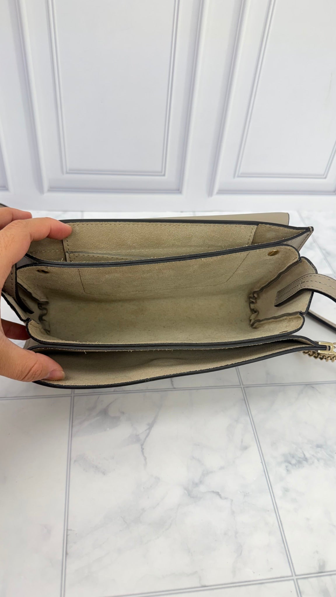 LIKE NEW - Chloe Grey Leather Small Faye Crossbody Bag 