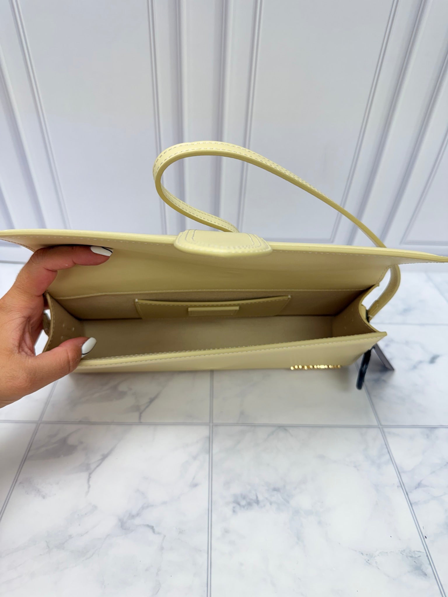 BRAND NEW - Jacquemus Creme Leather Le Bambino Long Shoulder Bag