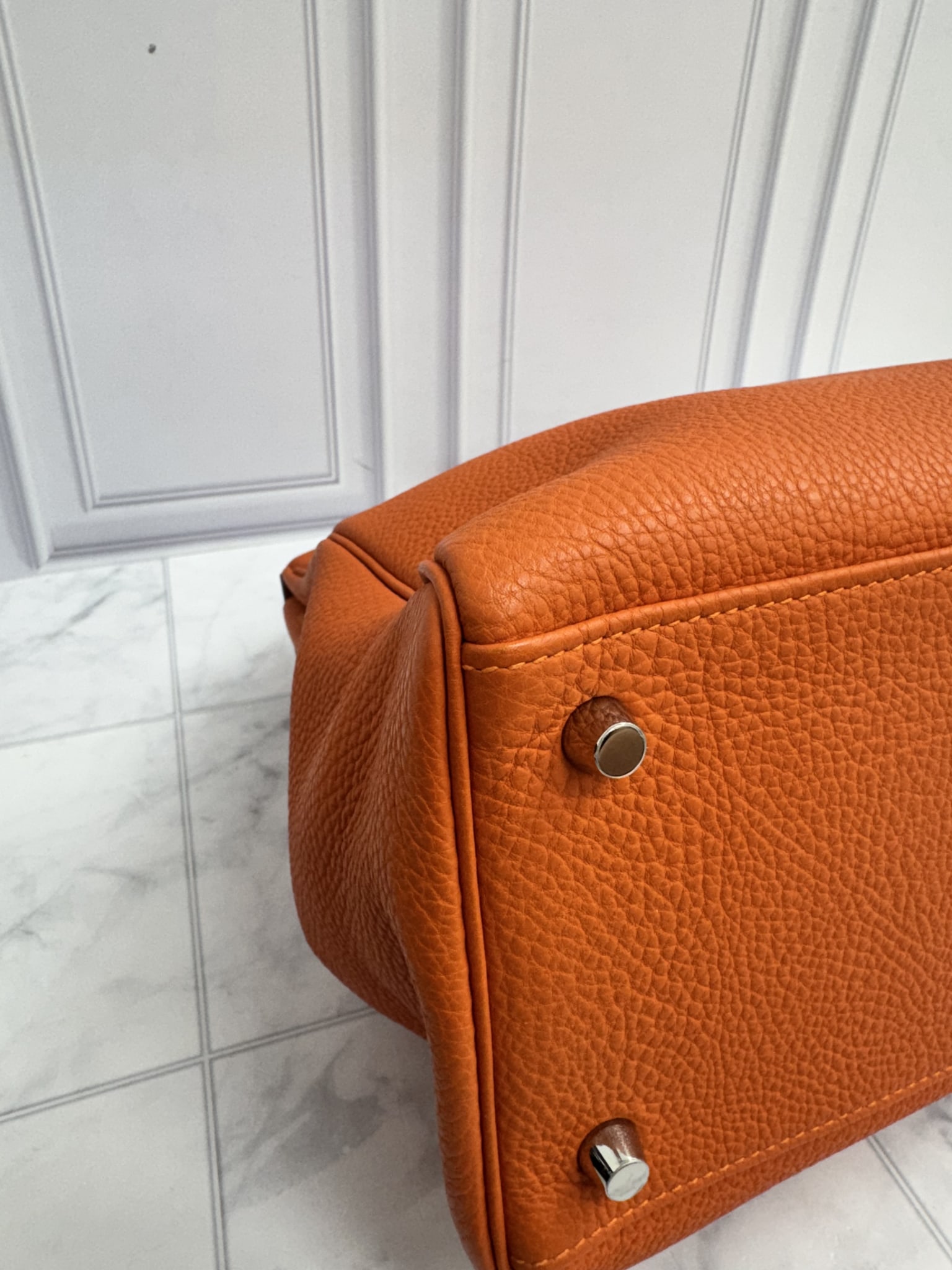 Hermes Orange Togo Leather Kelly Retourne 35