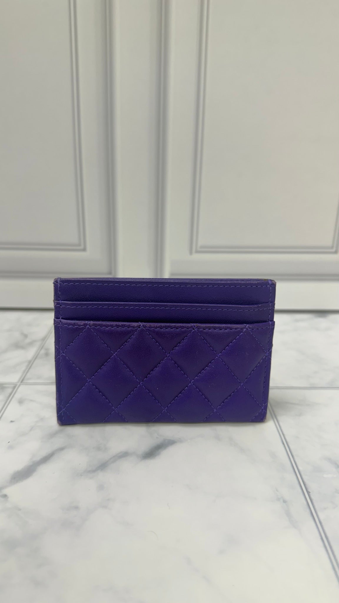 Chanel Purple Quilted Lambskin Boy Card Case