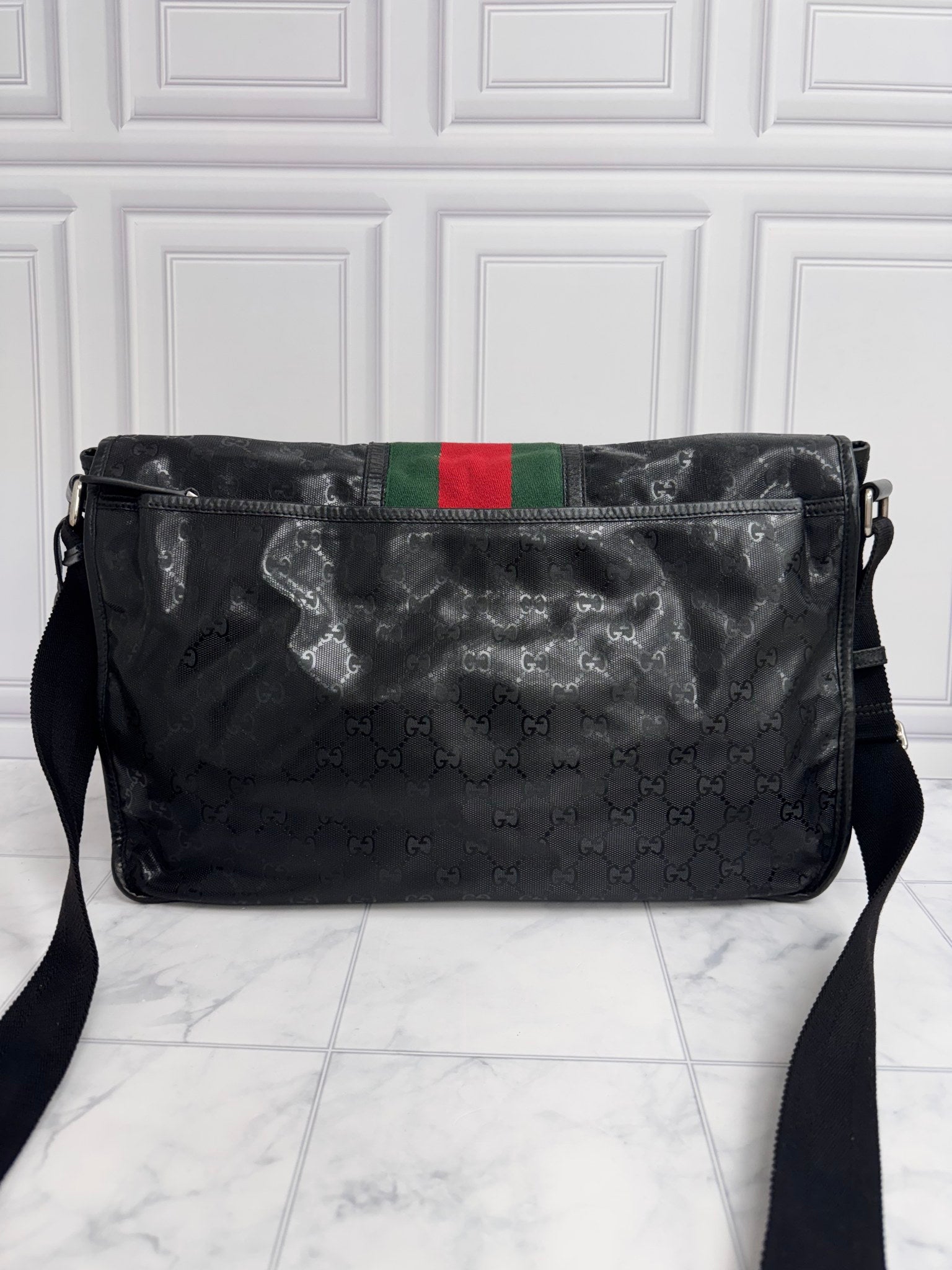 Gucci x Fiat 500 Black GG Imprime Web Messenger Bag