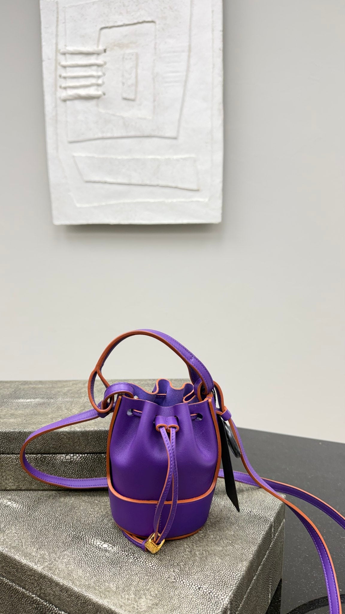 Loewe Purple Leather Balloon Bucket Crossbody Bag