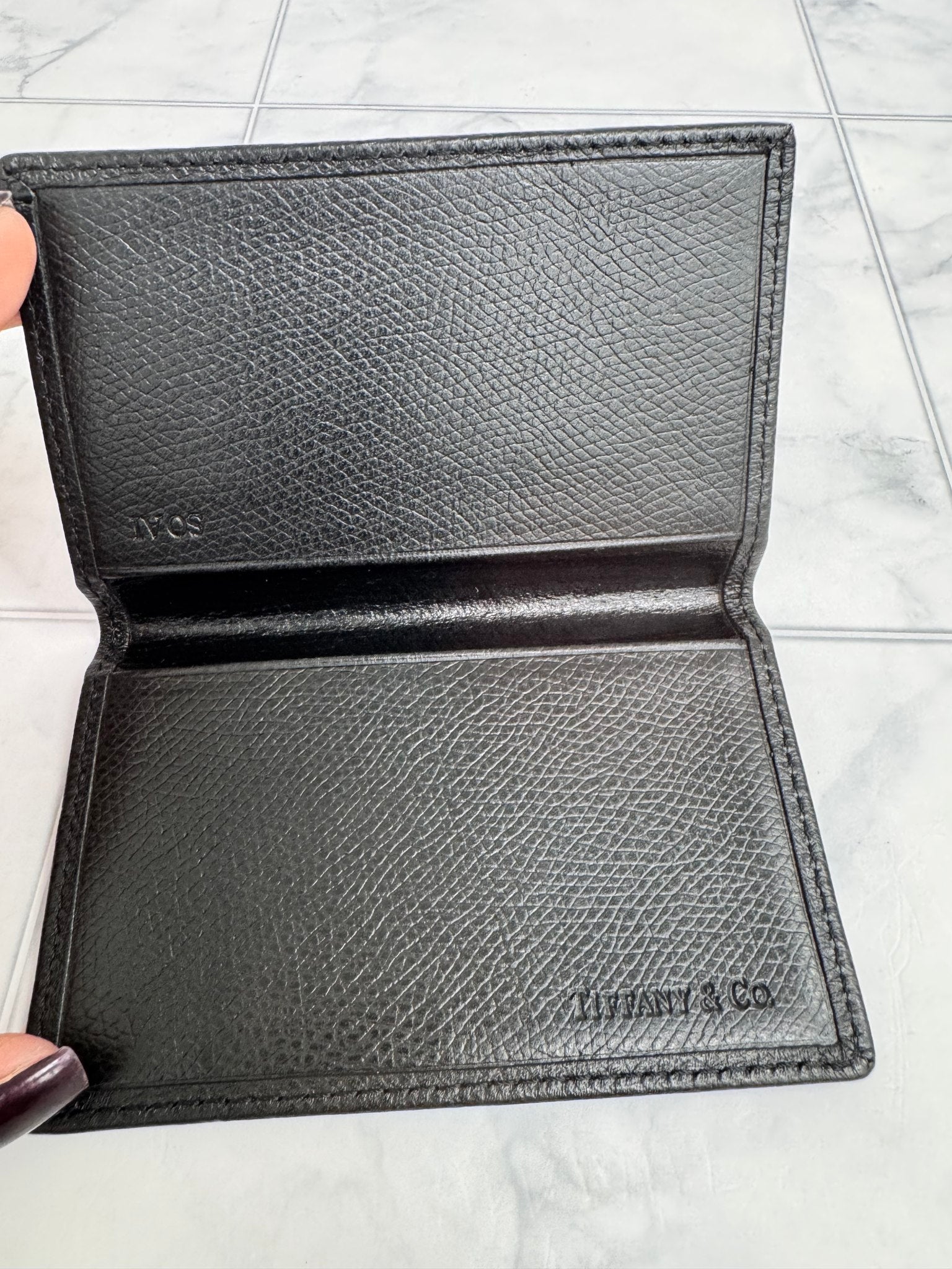LIKE NEW - Tiffany & Co. Black Grained Leather Card Holder