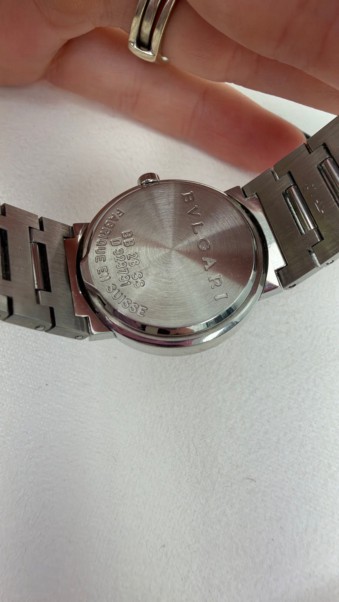 Bvlgari Stainless Steel & Black Logo Bezel Watch 30mm Face