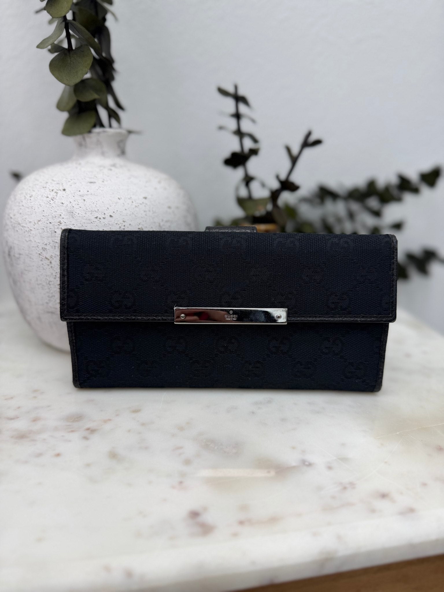 Gucci Black GG Canvas Long Wallet