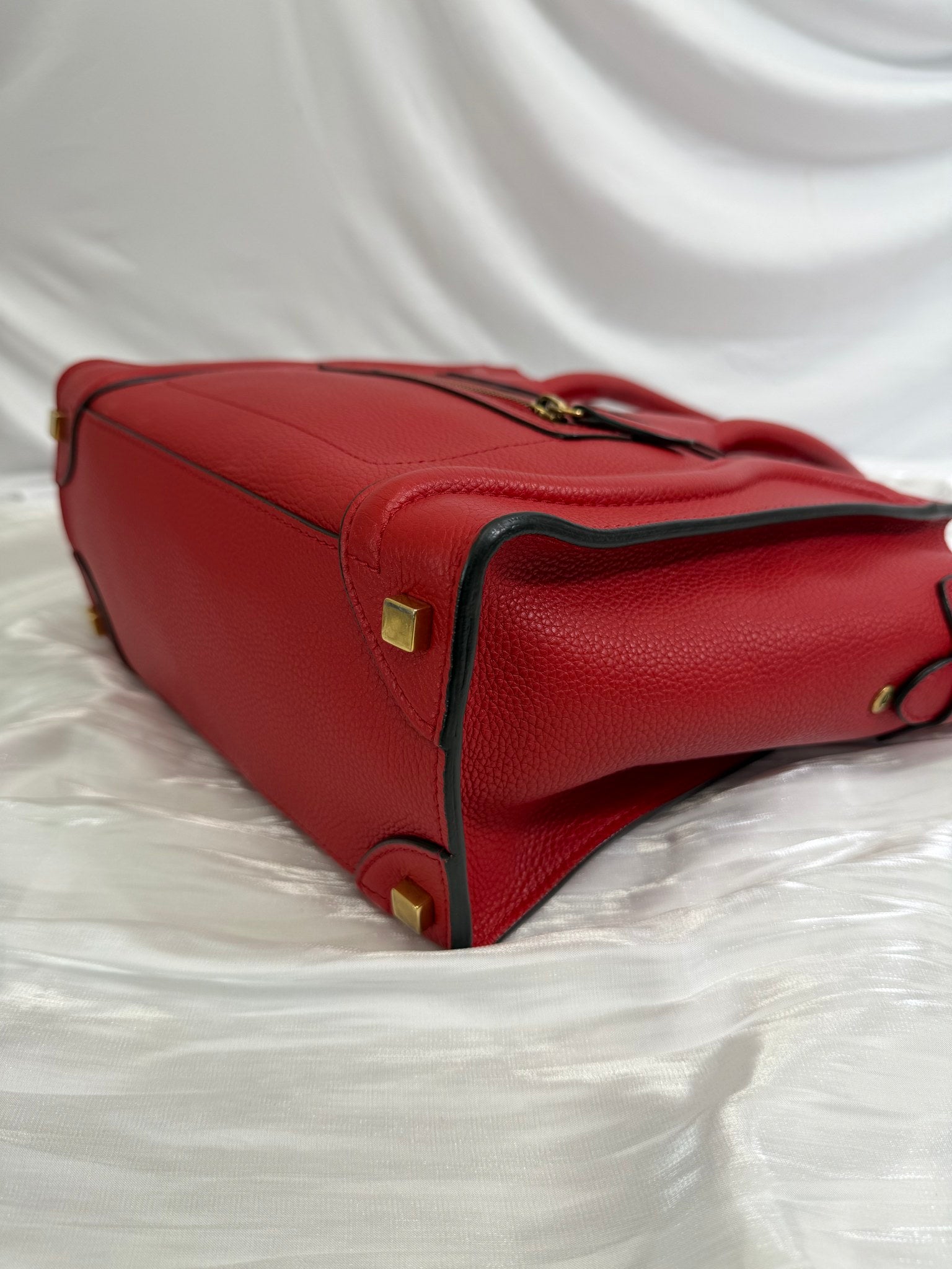 Celine Red Leather Micro Luggage Tote