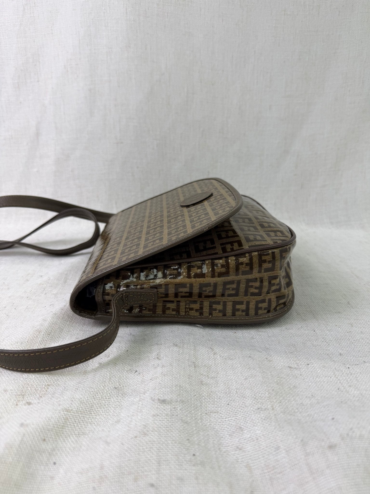 Fendi Brown Coated Canvas Zucchino Shoulder Bag