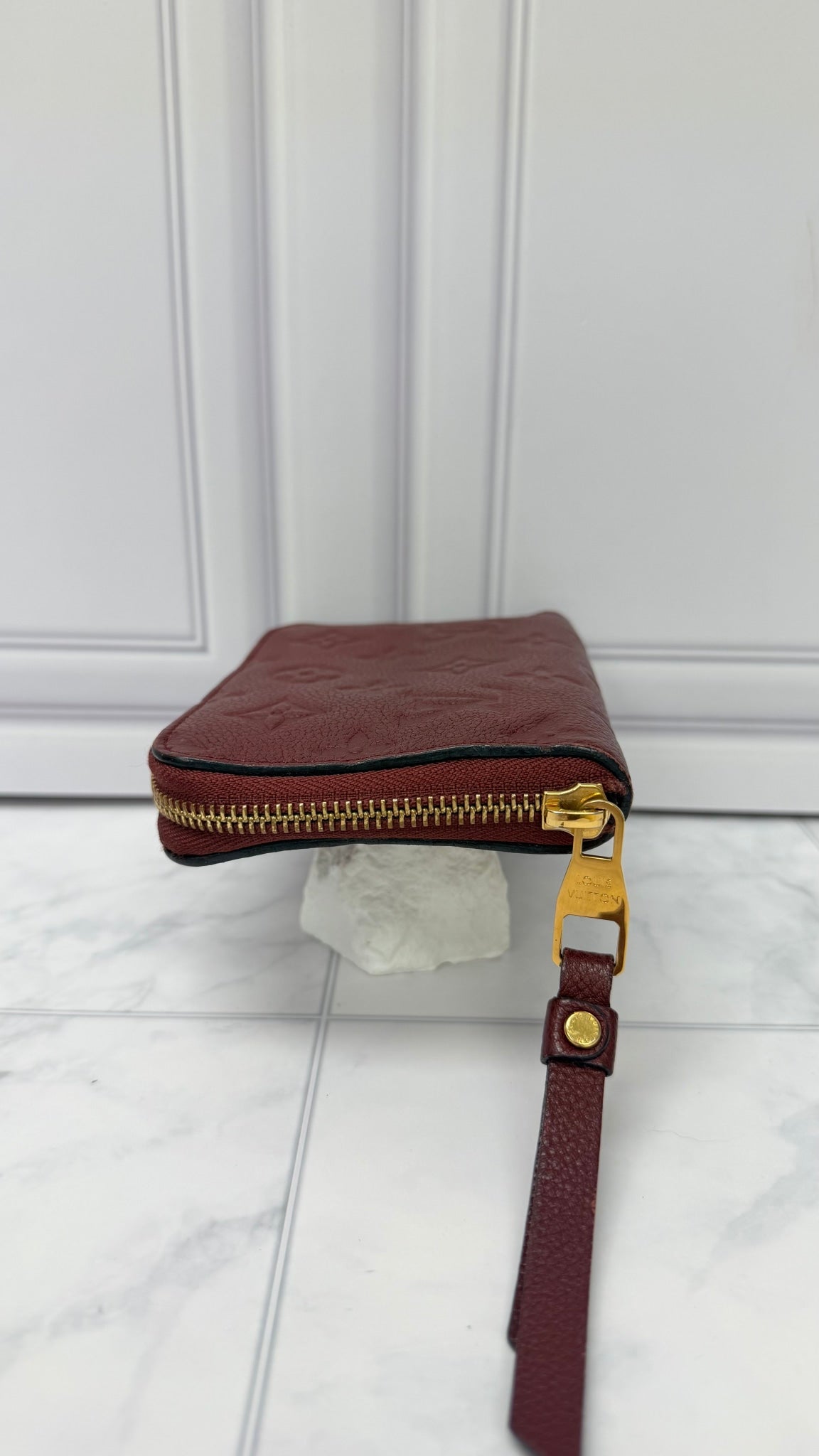 Louis Vuitton Burgundy Monogram Empreinte Leather Secret Compact Zippy Wallet