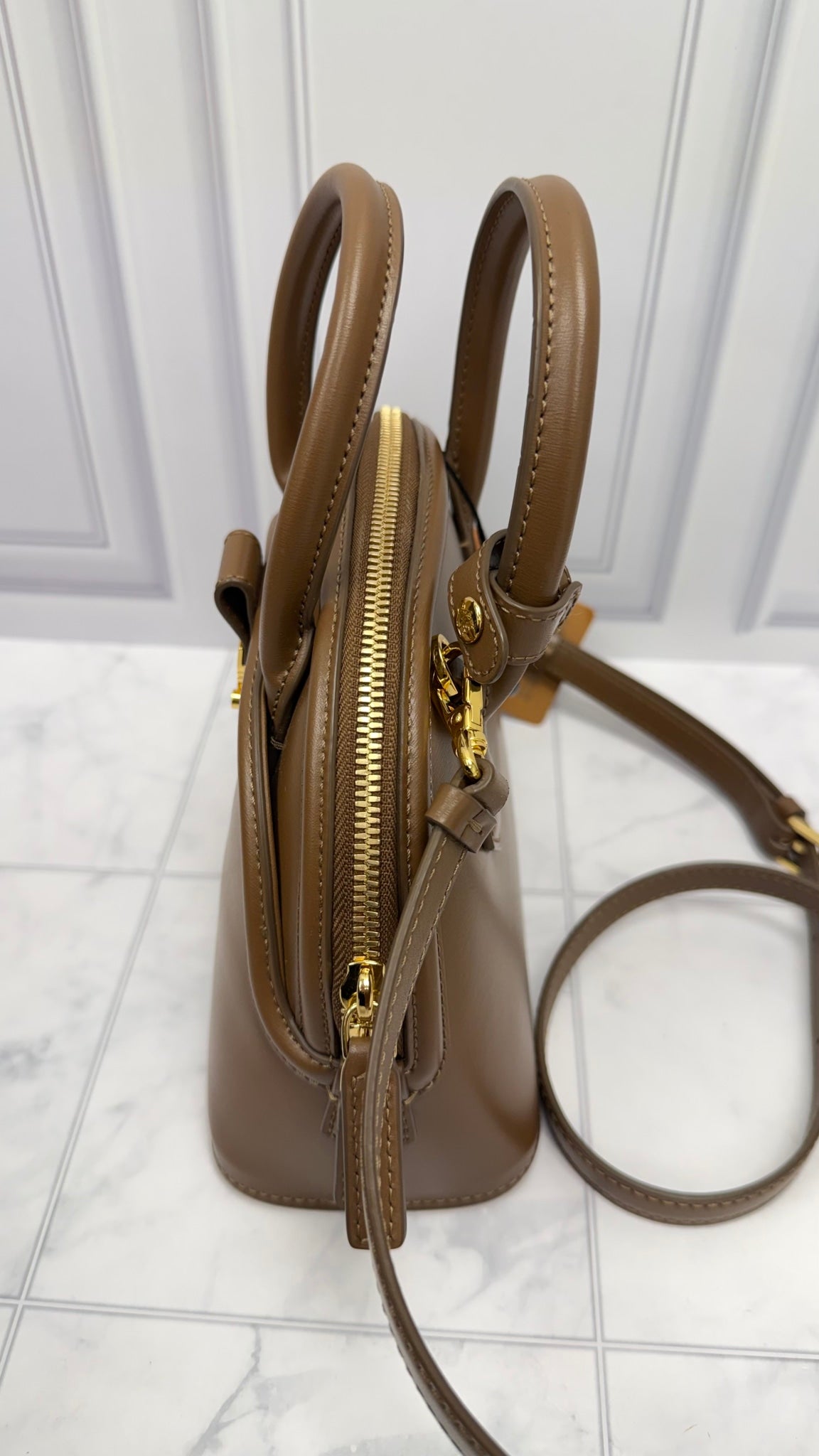 BRAND NEW- MCM Brown Leather Dome 2Way Bag