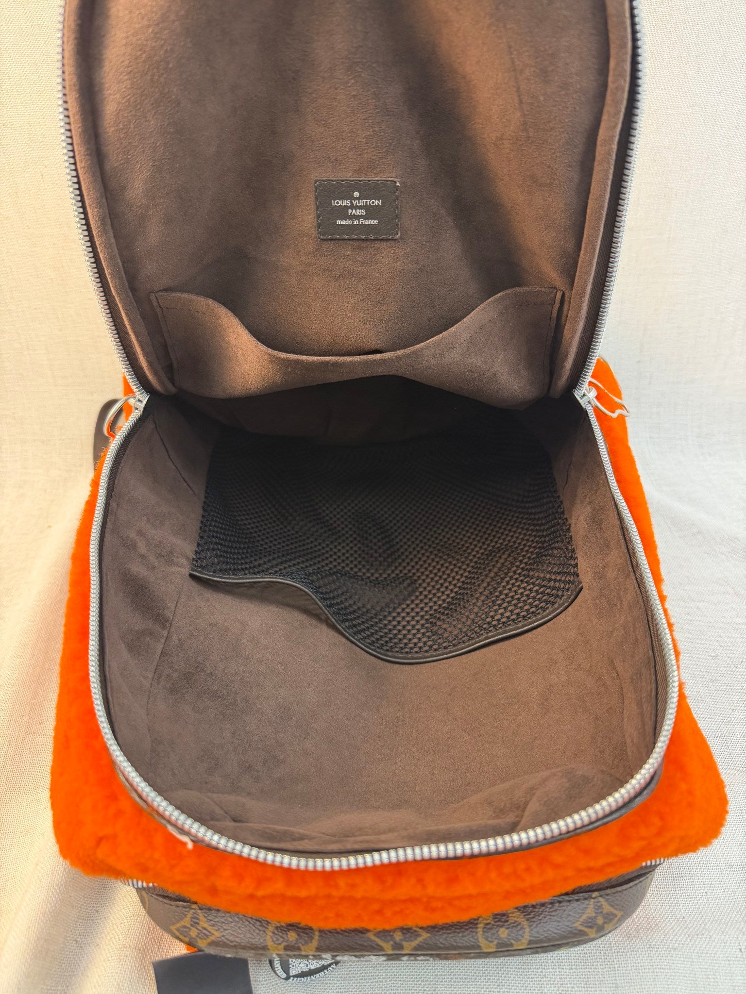 Louis Vuitton x Marc Newson Monogram And Bright Orange Shearling Backpack