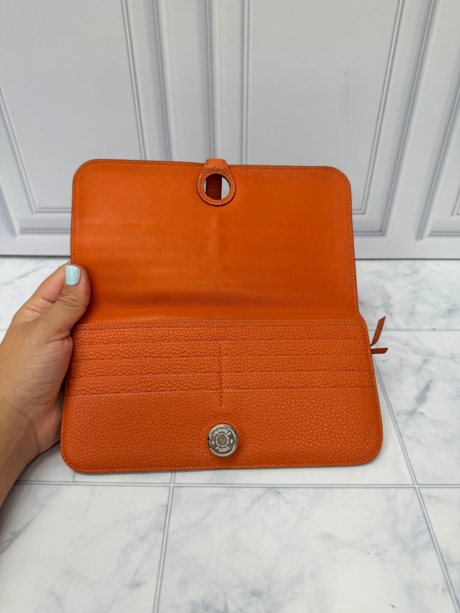 Hermes Orange Togo Leather Dogon Duo Wallet