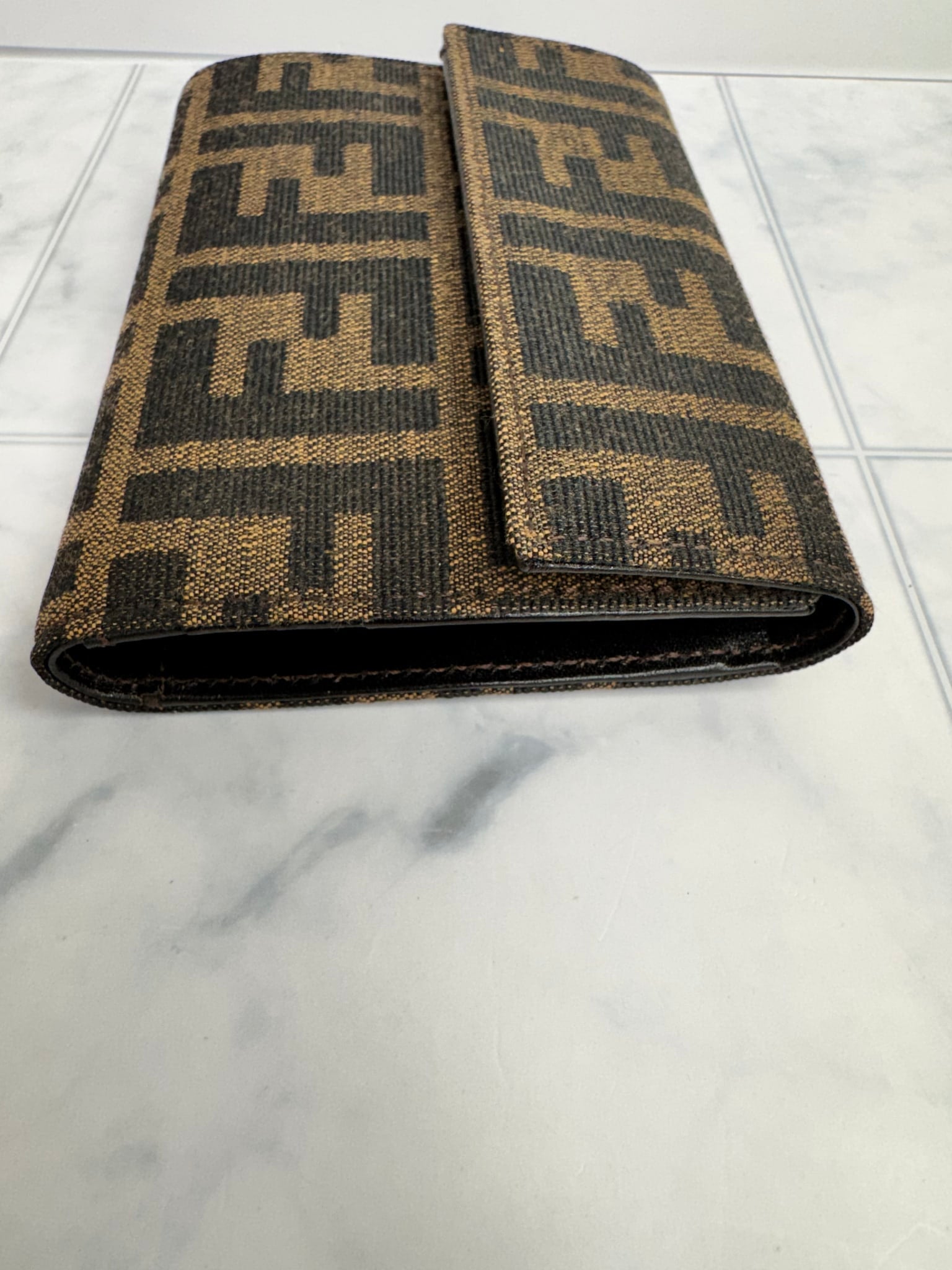 LIKE NEW - Fendi Brown And Black Zucca Canvas Wallet