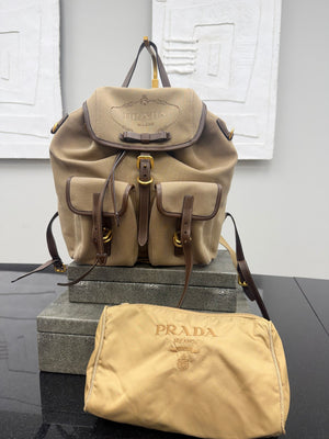 Prada Beige Canvas Milano Backpack