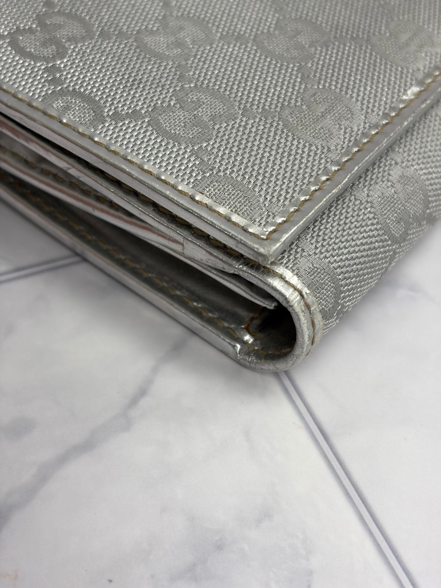 Gucci Silver GG Canvas Long Wallet 