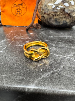 Hermes Gold Tone Atame Scarf Ring
