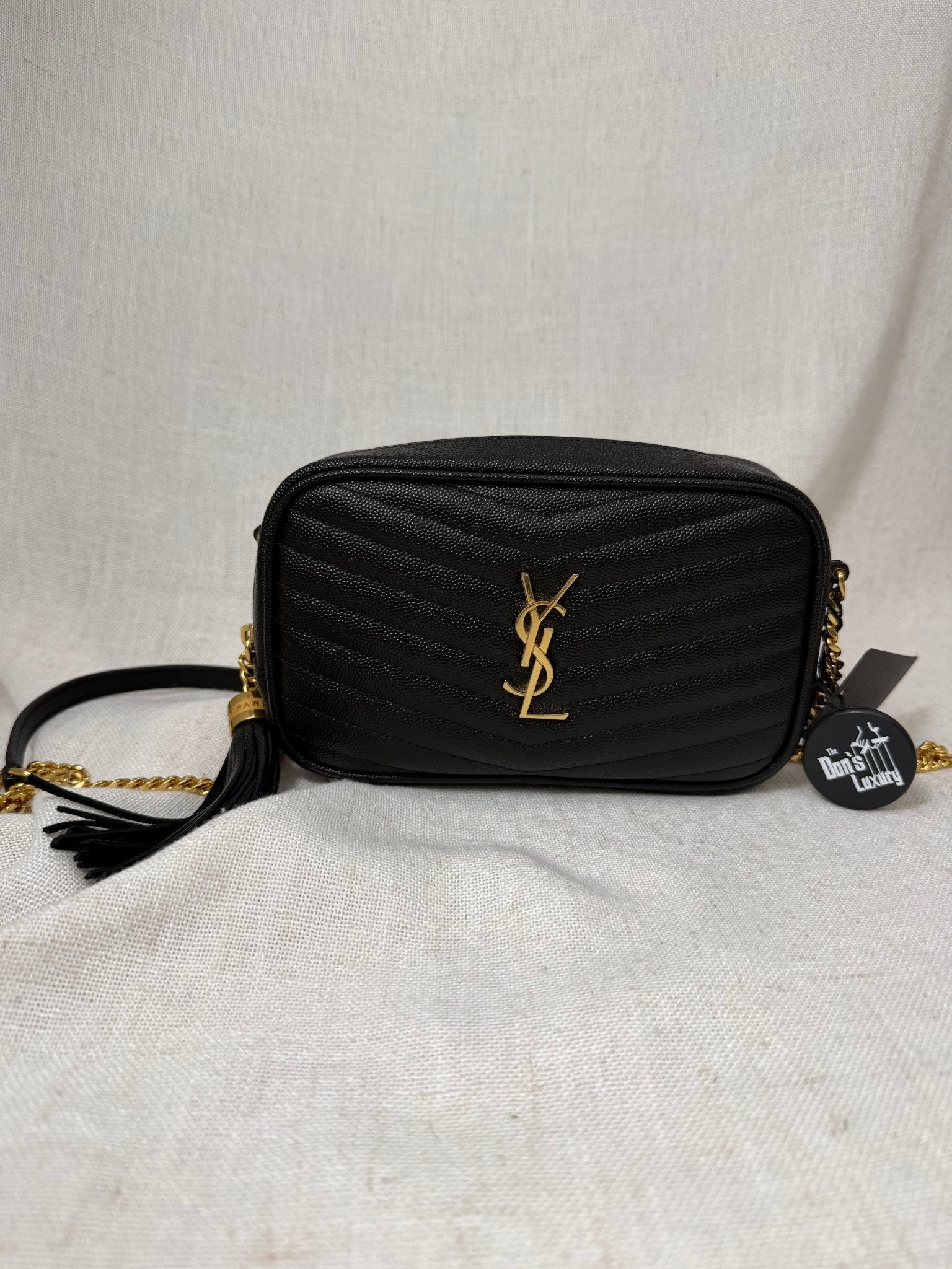 BRAND NEW - Saint Laurent YSL Black Quilted Leather Mini Lou Crossbody Bag 