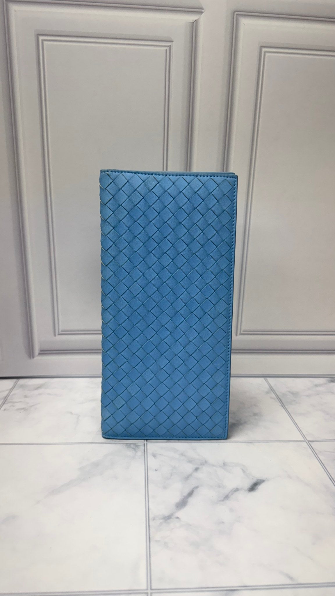 Bottega Veneta Blue Intrecciato Leather Continental Flap Wallet