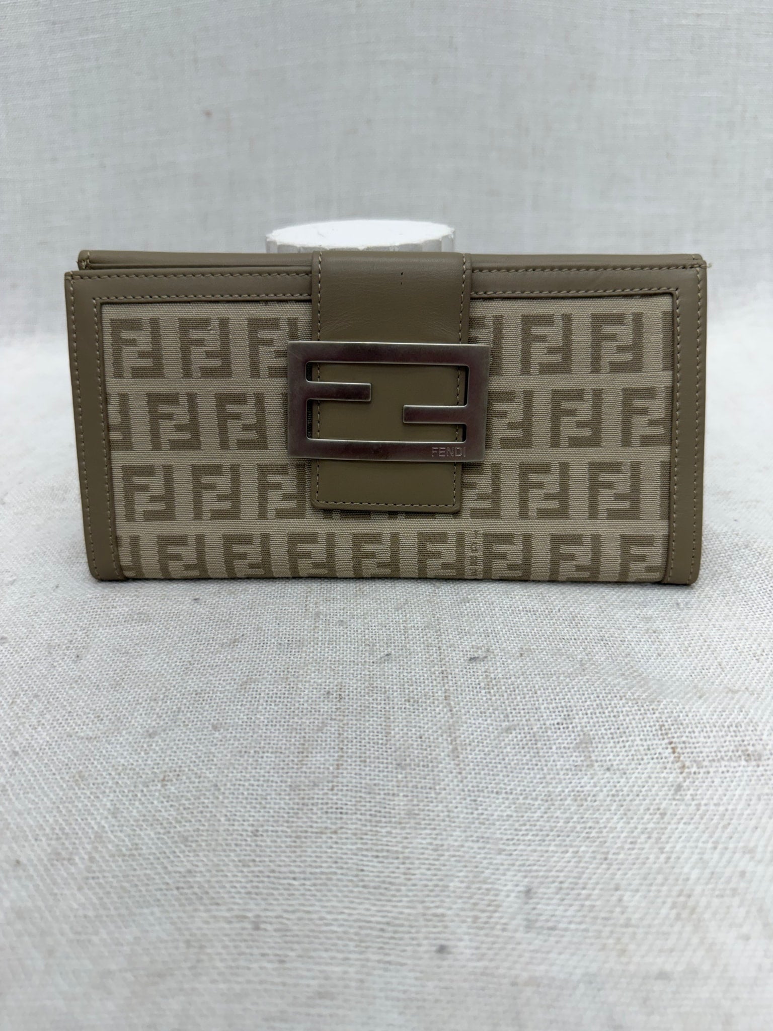 Fendi Beige Zucca Canvas Long Wallet
