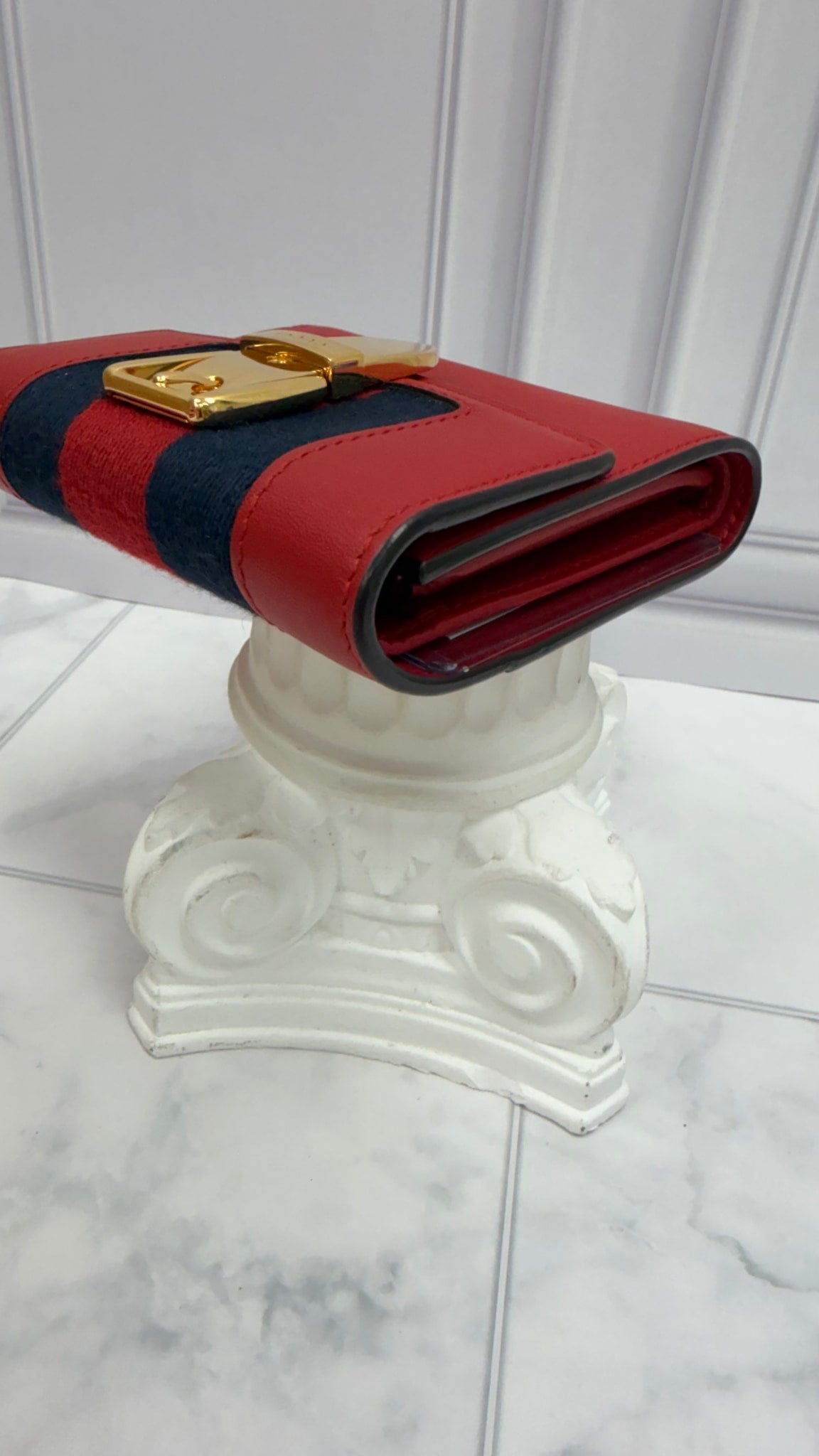 Gucci Red Leather Sylvie Compact Wallet