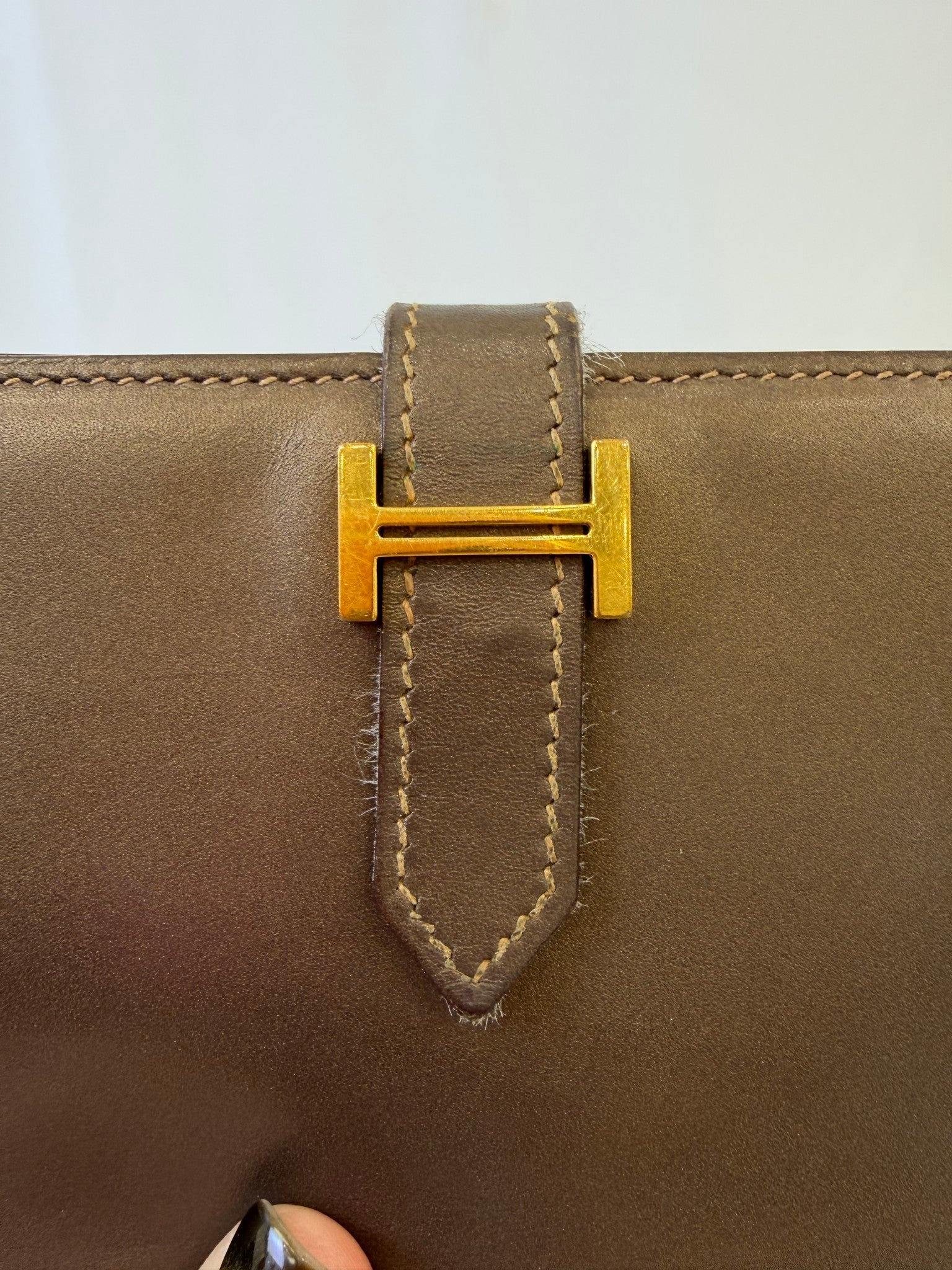 Hermes Bronze Leather Bearn Wallet