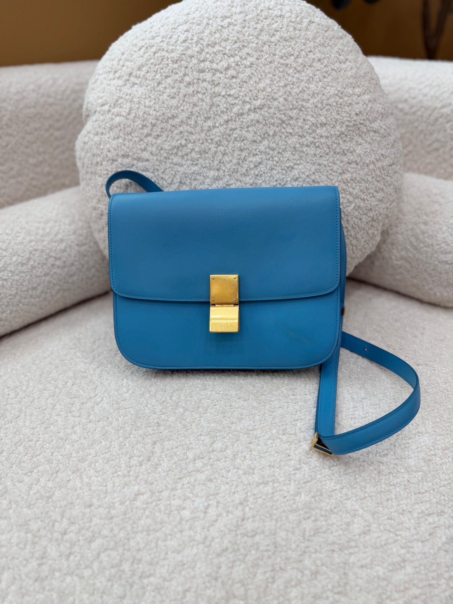 Celine Blue Leather Classic Box Bag