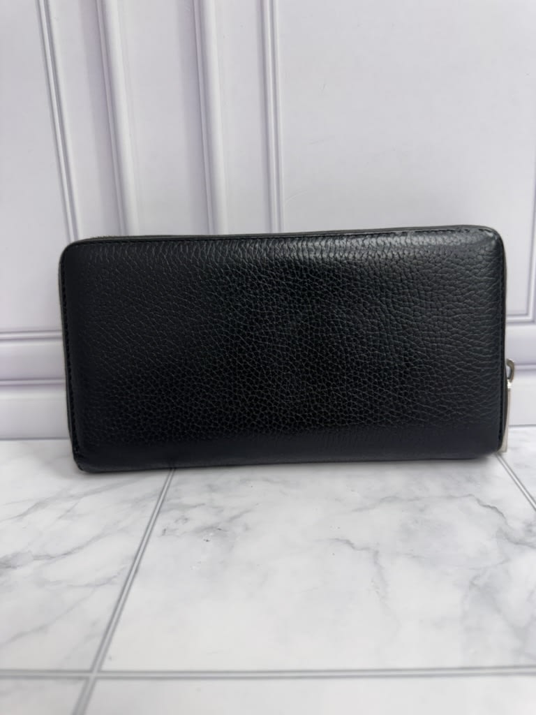 Gucci Black Grained Leather Long Zippy Wallet