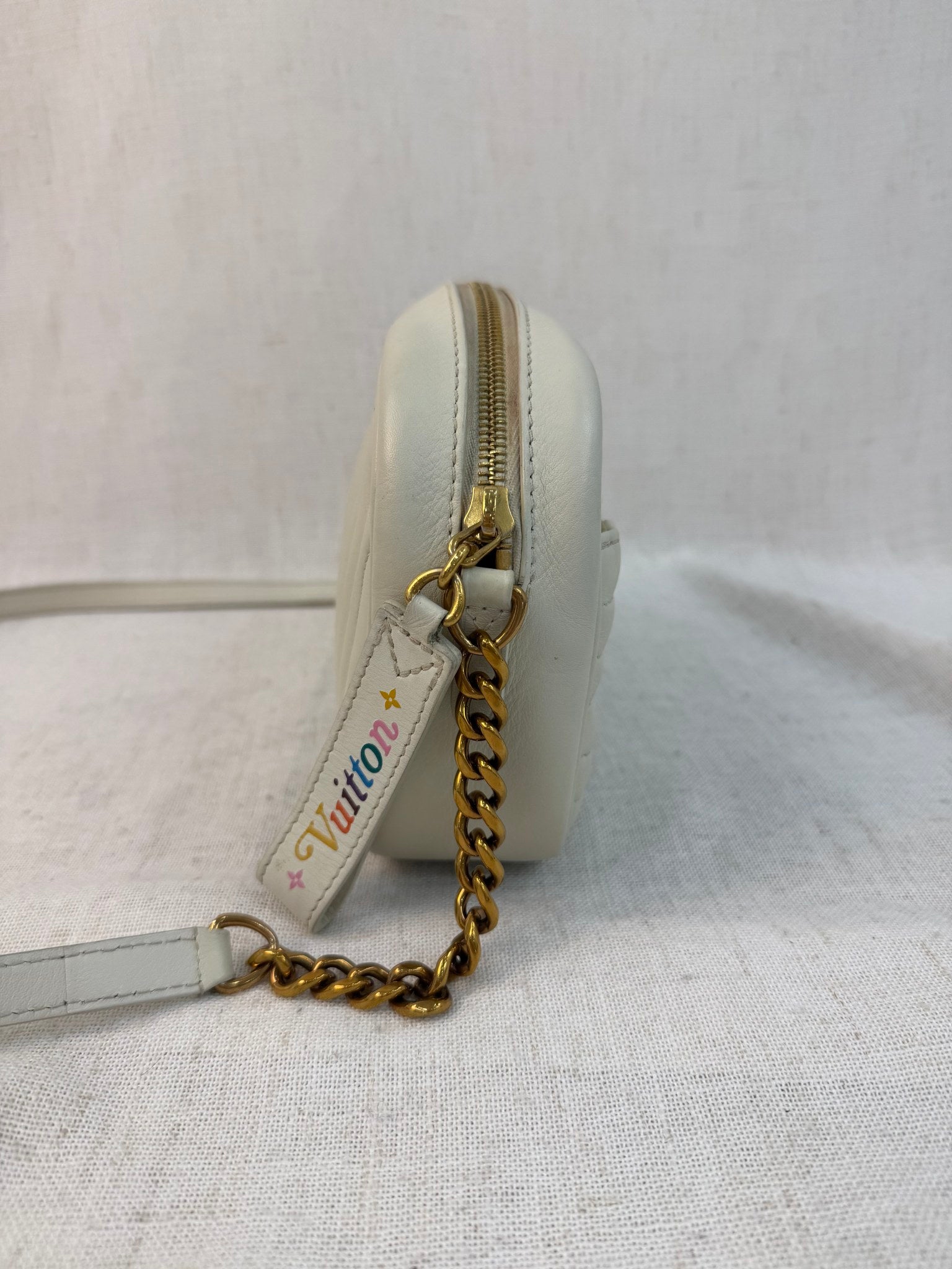 Louis Vuitton White Leather Wave Camera Bag